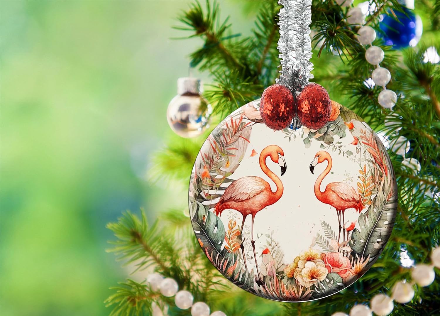 Ceramic Flamingos Christmas Wreath Ornament Decorations