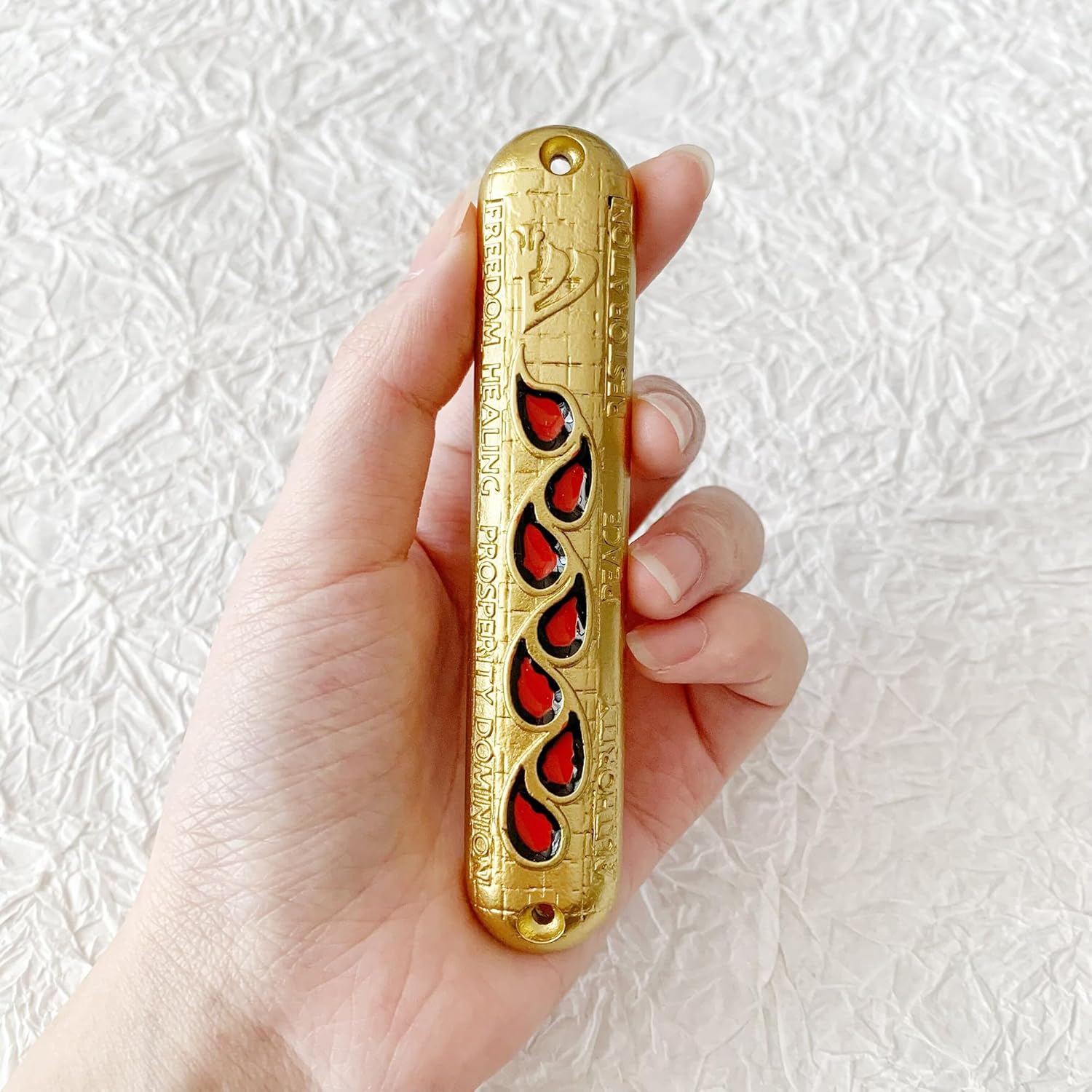 Hand-Painted Mezuzah with Scroll for Jewish Homes