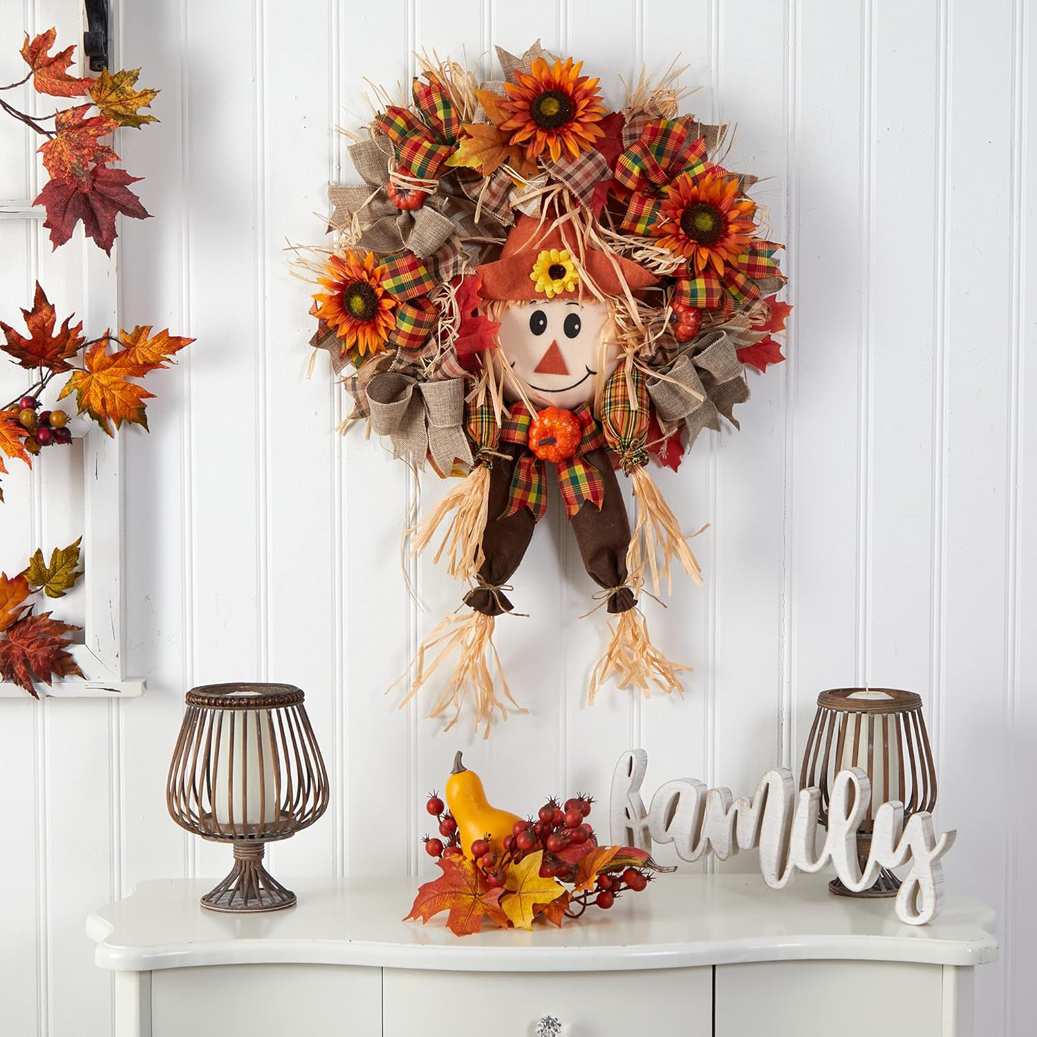 Nearly Natural 30in Scarecrow Fall Wreath