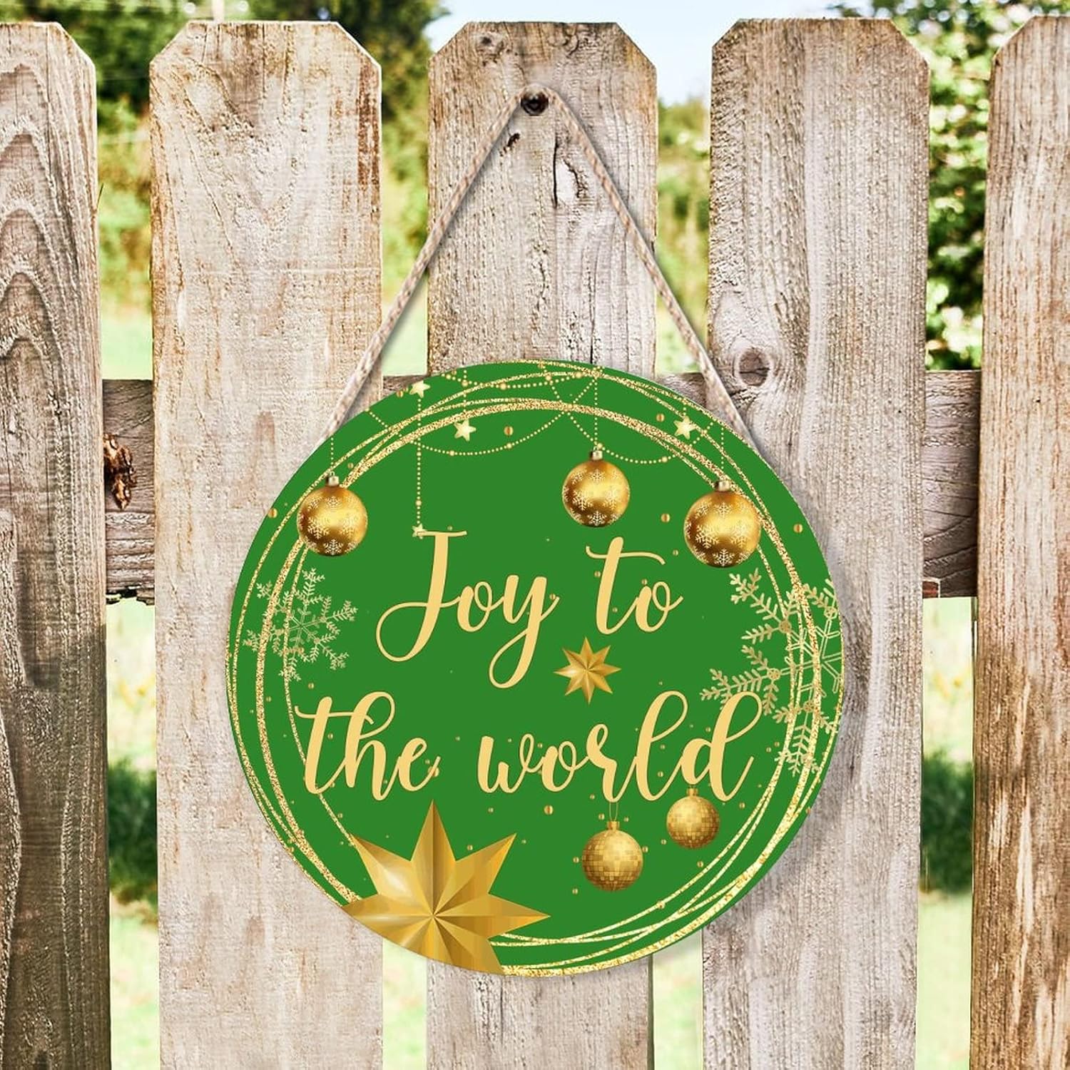 Farmhouse Front Door Hanger Christmas Gold Wreath Decoration