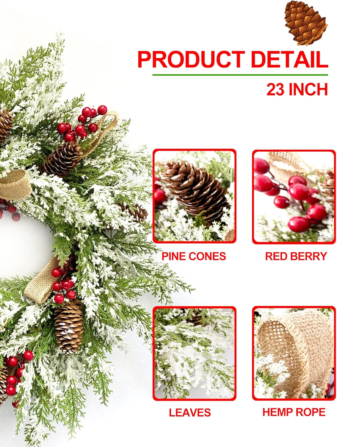 23 Christmas Wreath with Hangers 2 Pack