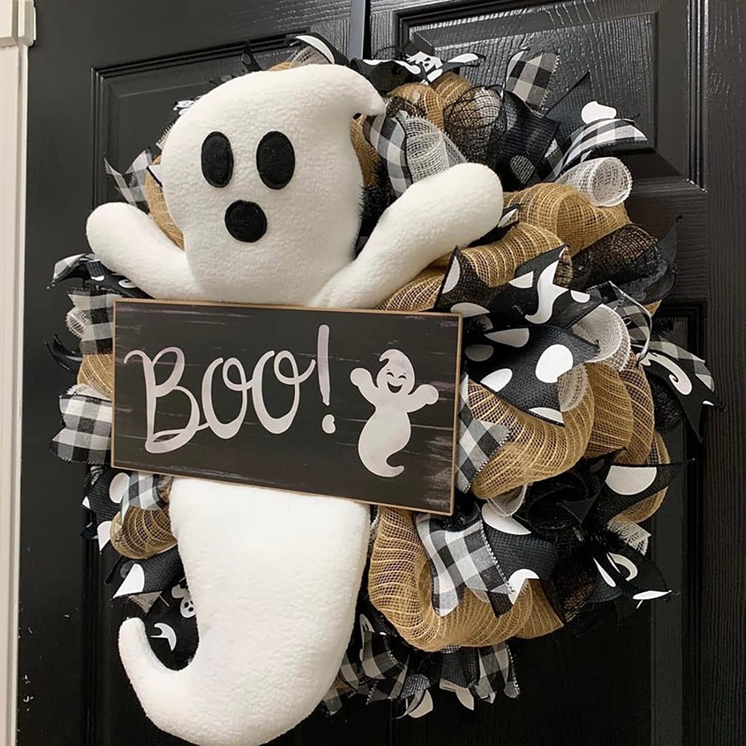 ZintaozT Halloween Ghost Wreath Front Door Decoration