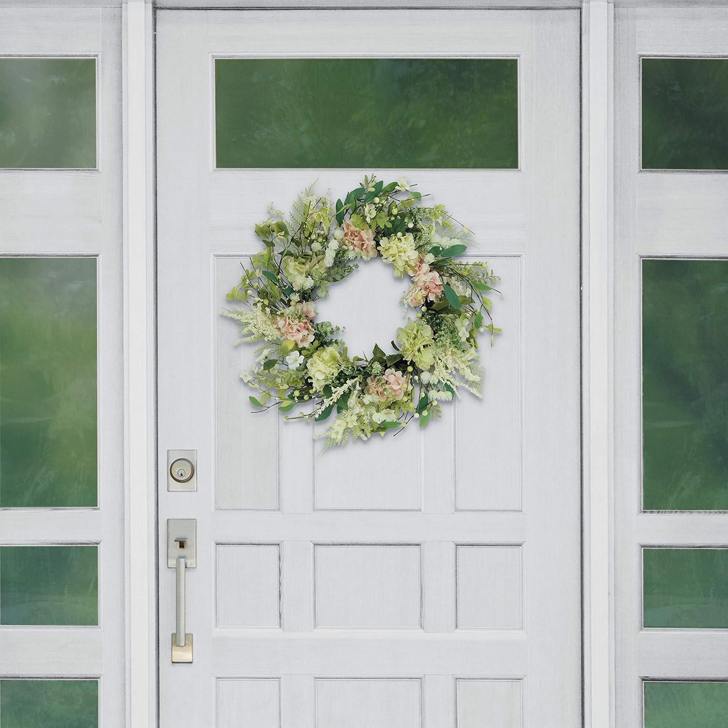 Puleo International 24 Inch Artificial Hydrangea and Dogwood Door Wreath