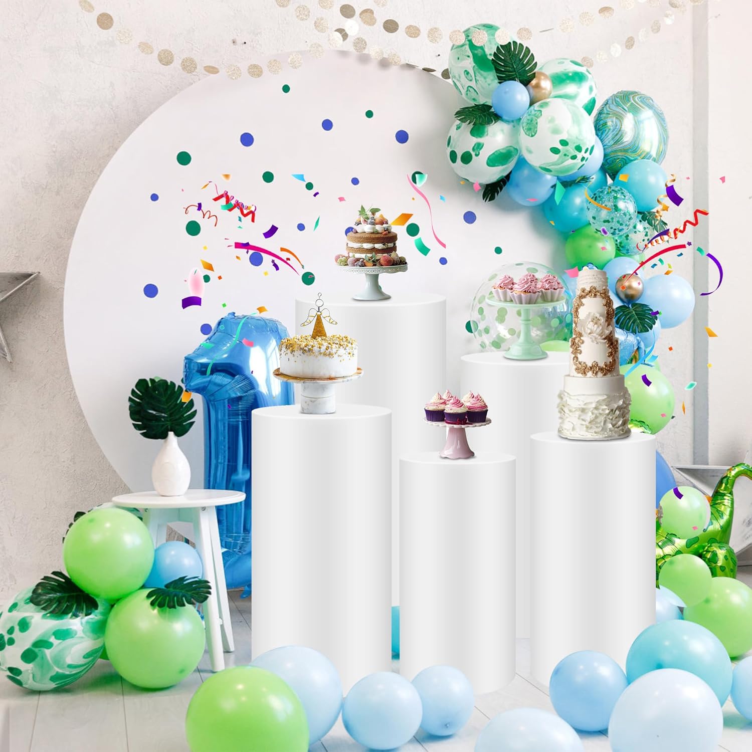 5Pcs Round Cylinder Pedestal Stands for Party Displays