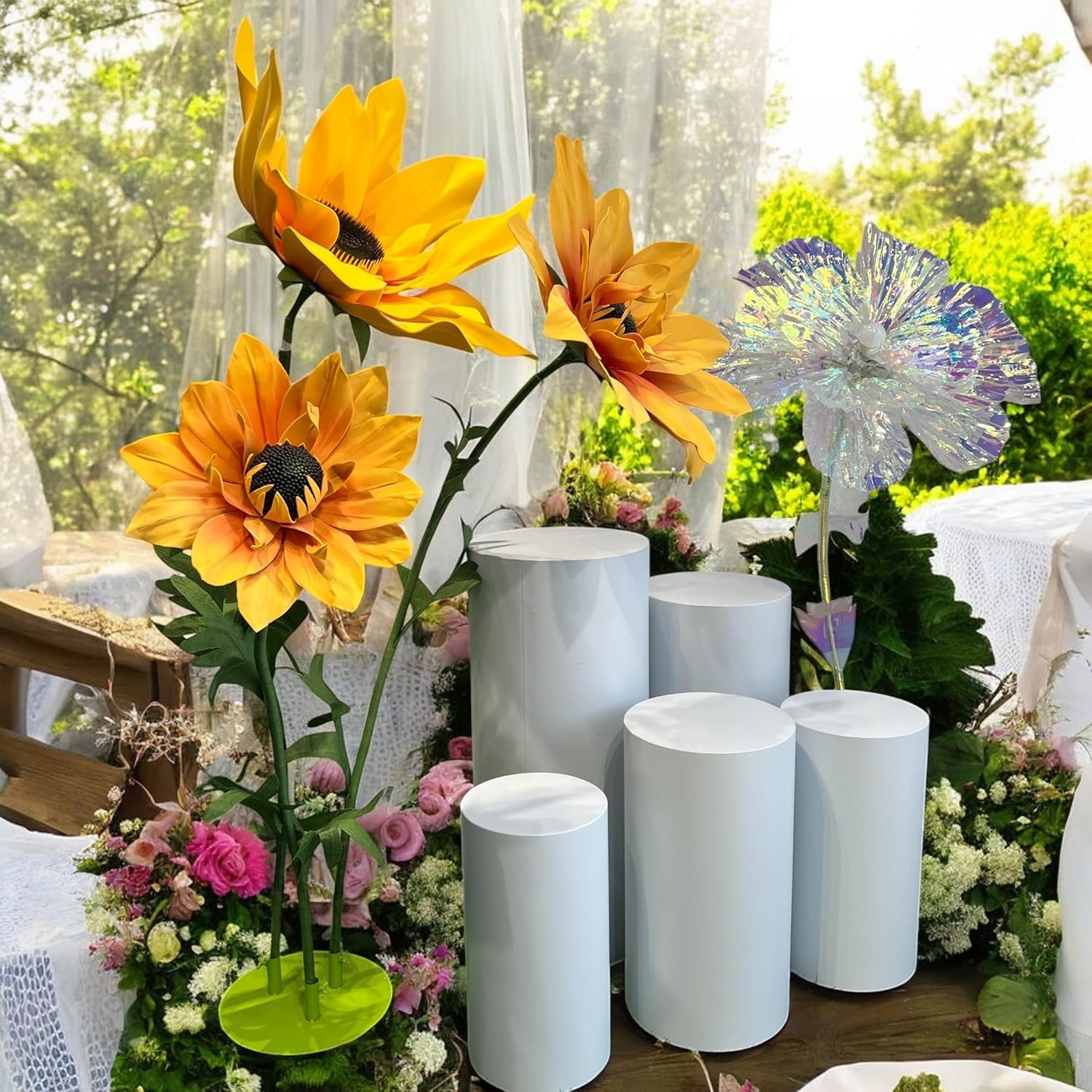 5Pcs Round Cylinder Pedestal Stands for Party Displays