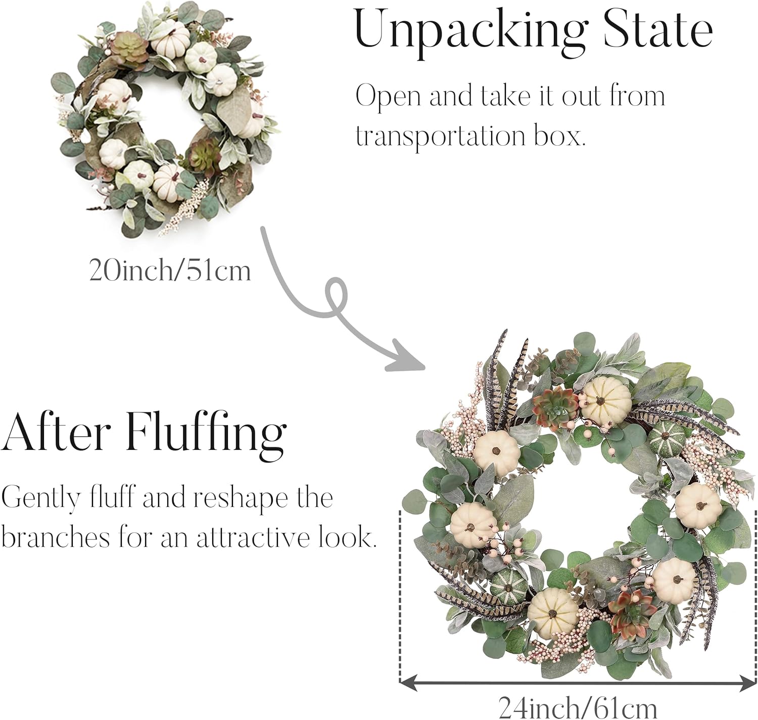 Valery Madelyn Fall Wreath with Light for Front Door
