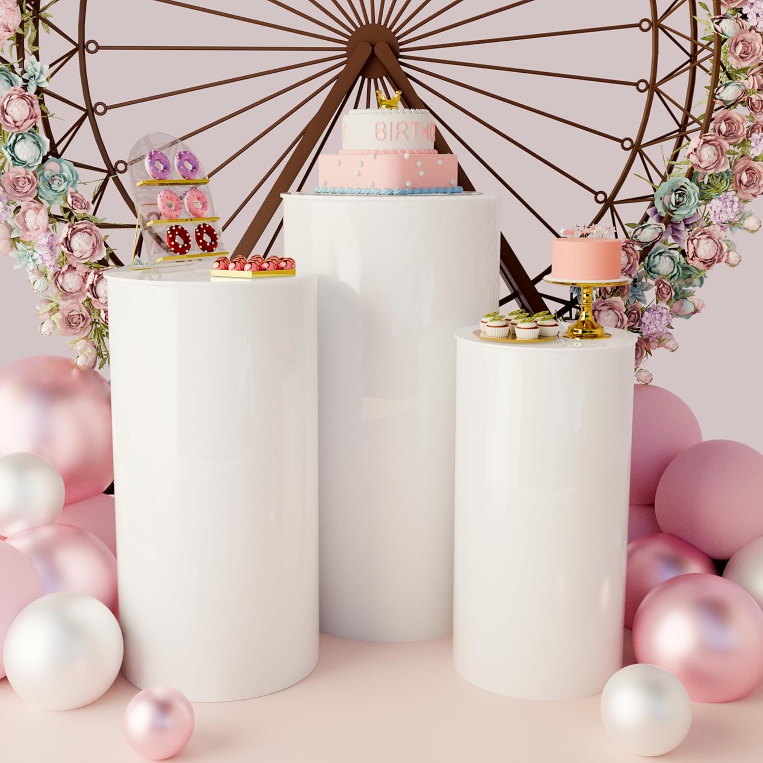 GALAGLAM Party Cylinder Pedestal Stand 3Pcs