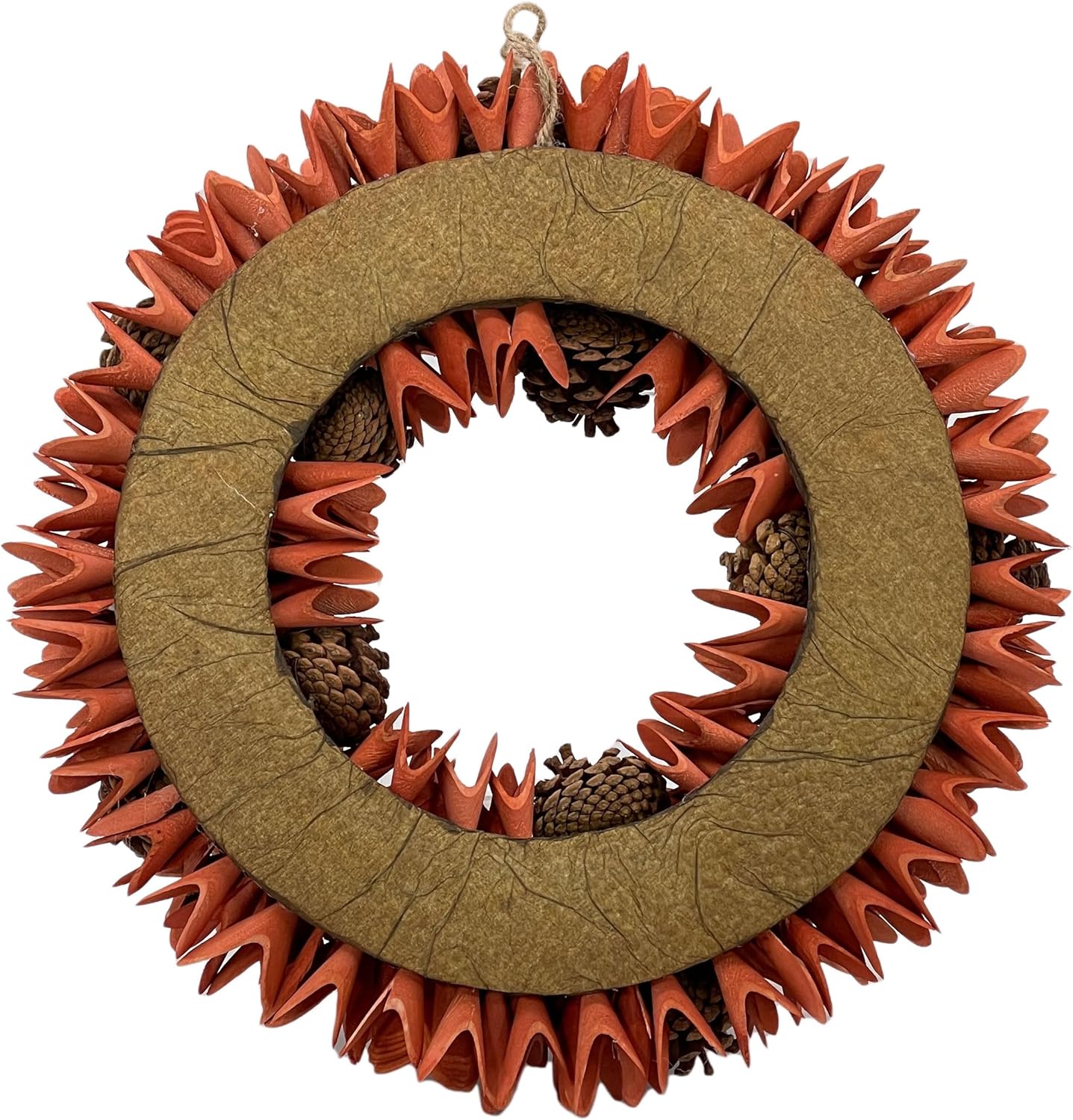 Galt International 18 Woodchip Pinecone Fall Wreath for Front Door