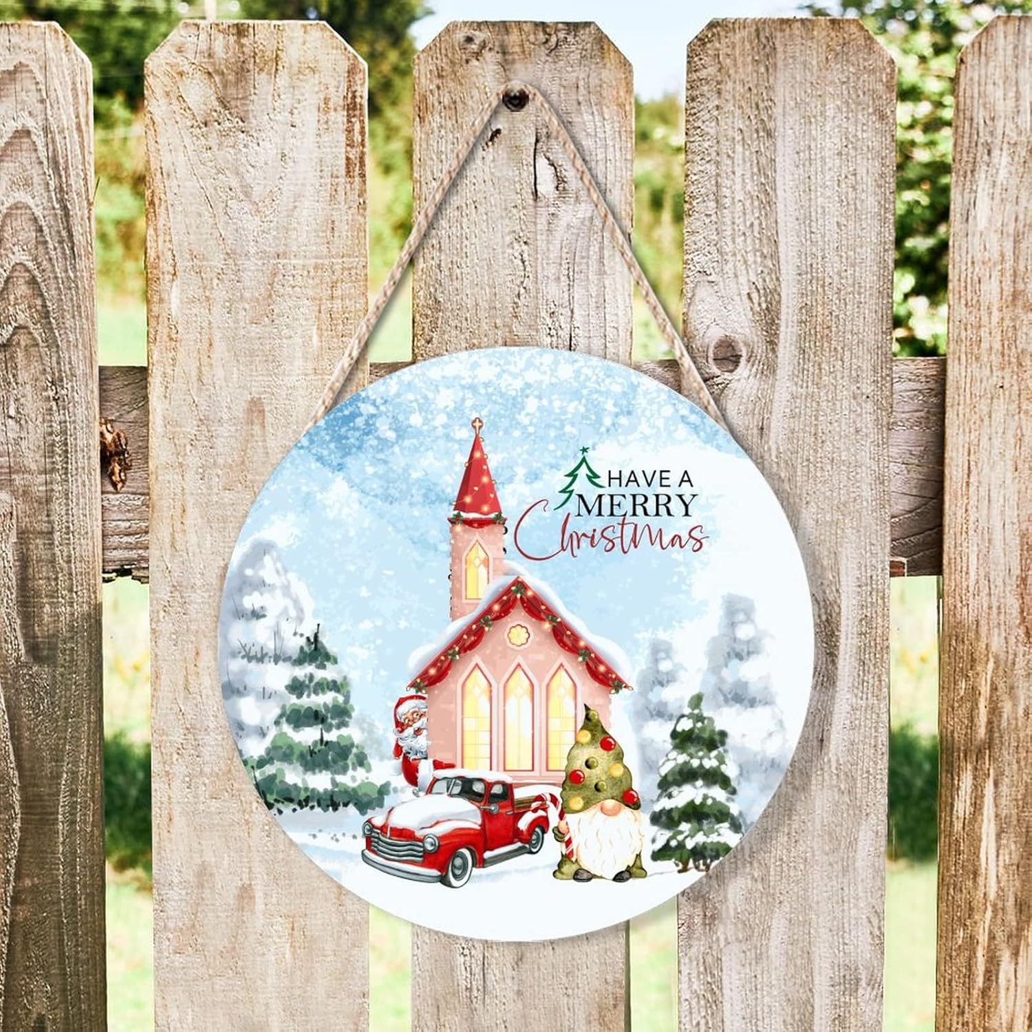 Farmhouse Door Hanger with Pine Tree Wood Sign