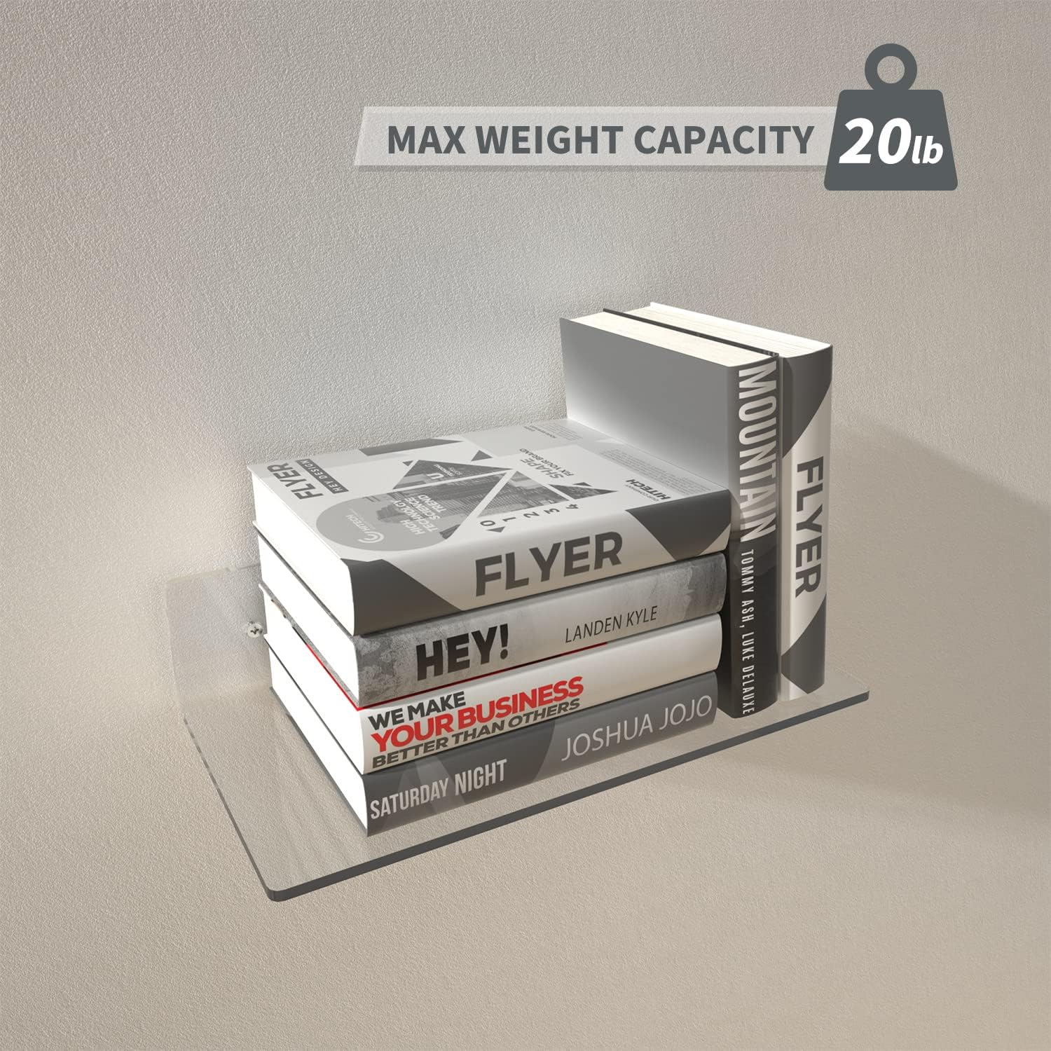 12 Inches Clear Acrylic Floating Shelves 2 Pack