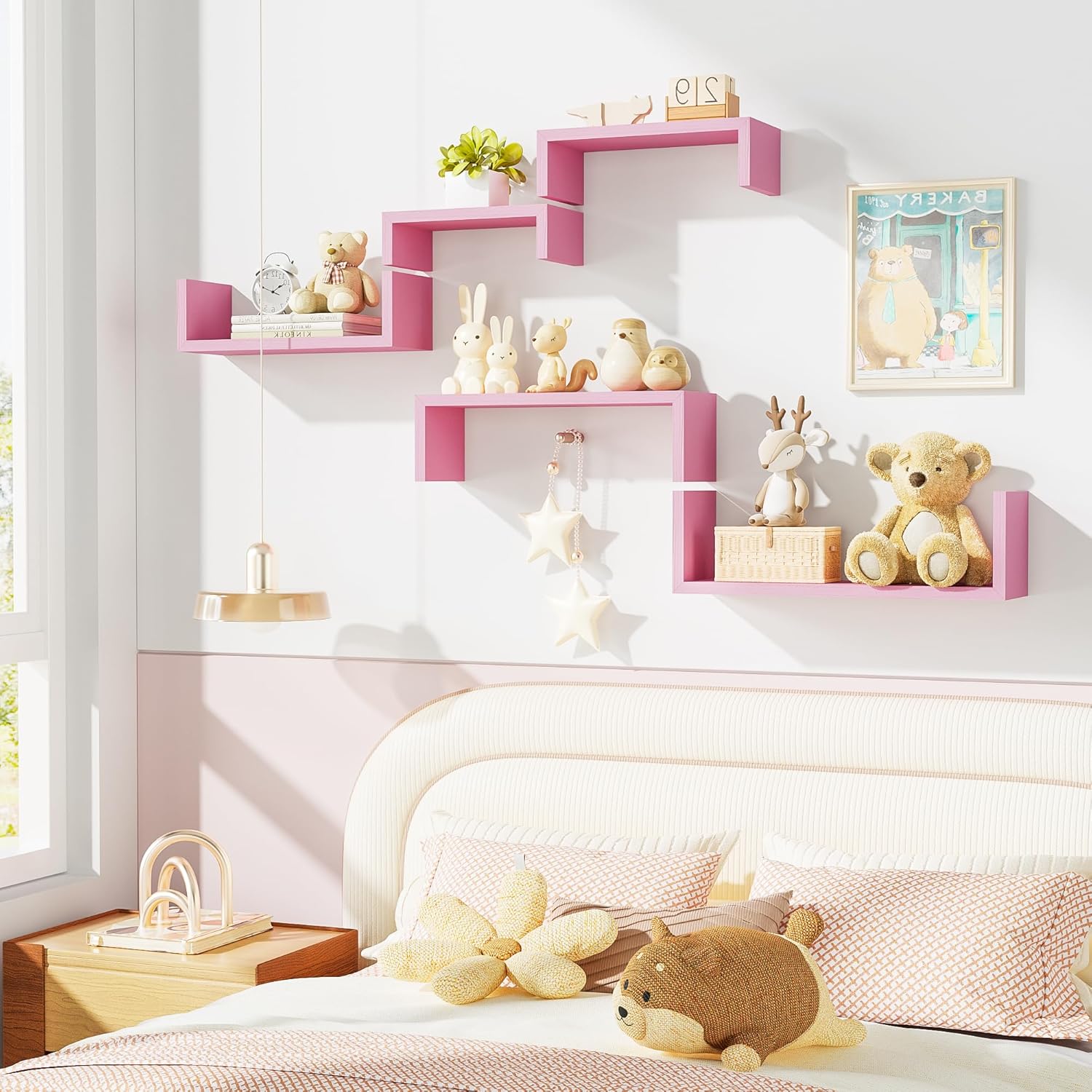 SRIWATANA Floating Shelves Set of 5 Pink