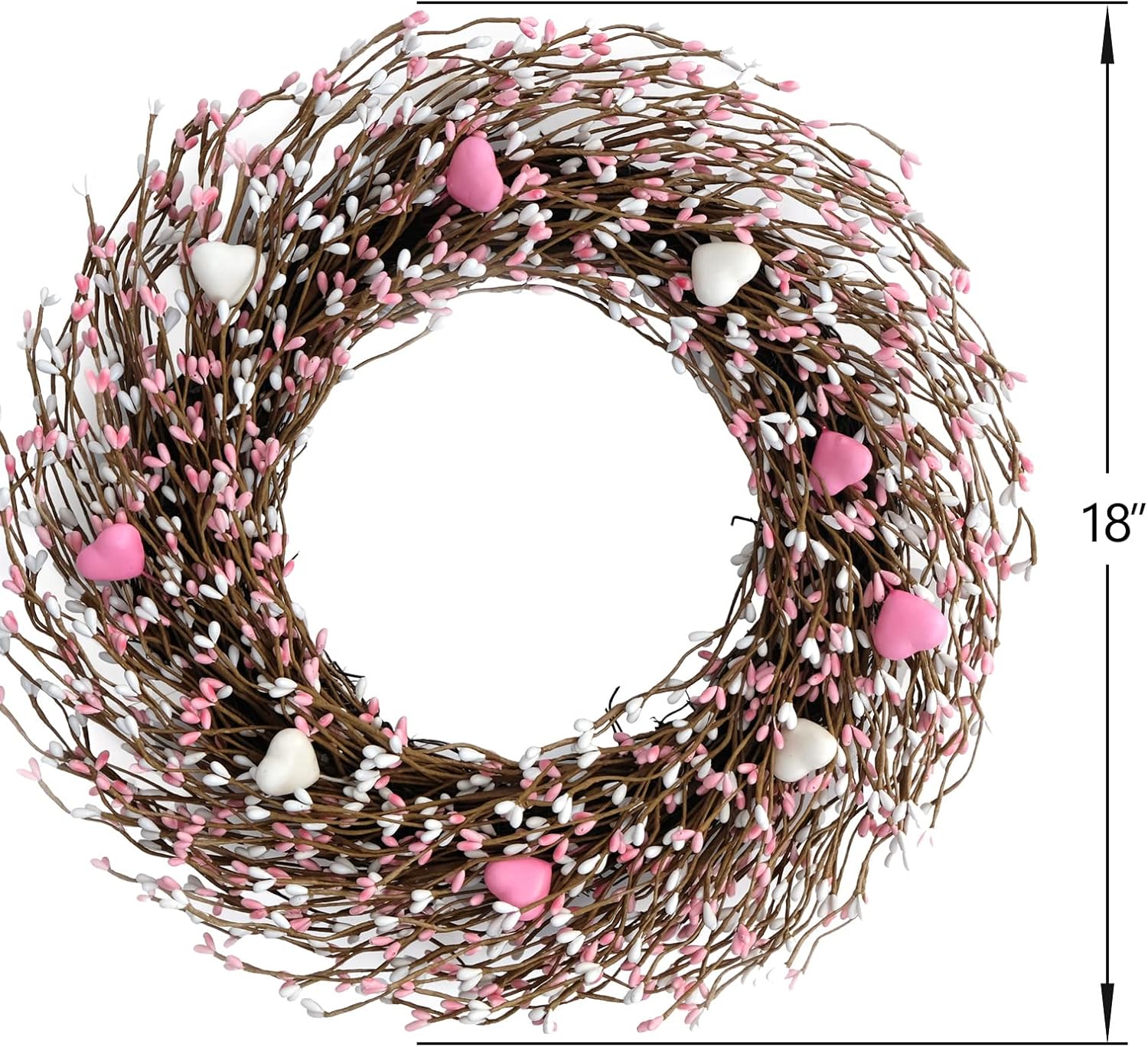 Pink White Berries Wreath 18 Inches for Front Door