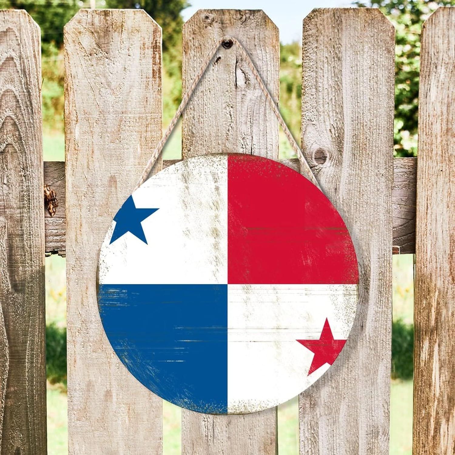 Farmhouse Door Hanger with Panama Flag Design