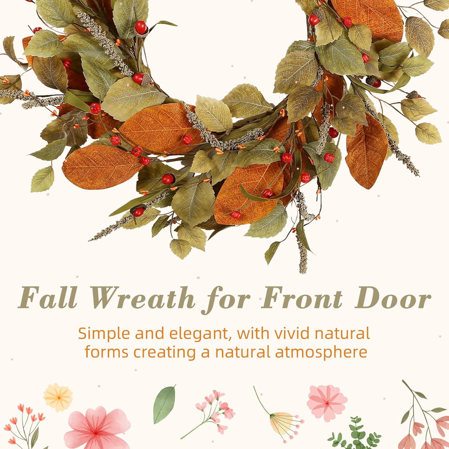 YNYLCHMX 18 Inch Fall Wreath Front Door Decor