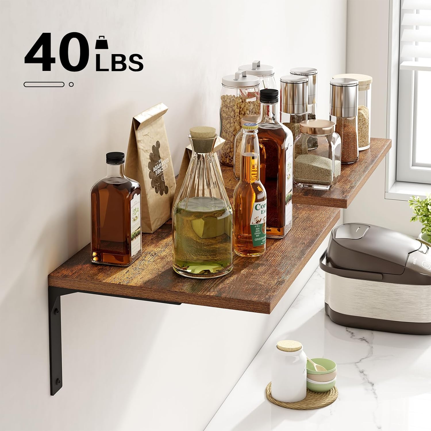 Inforth 12 Deep Floating Wall Shelves Brown 16x12