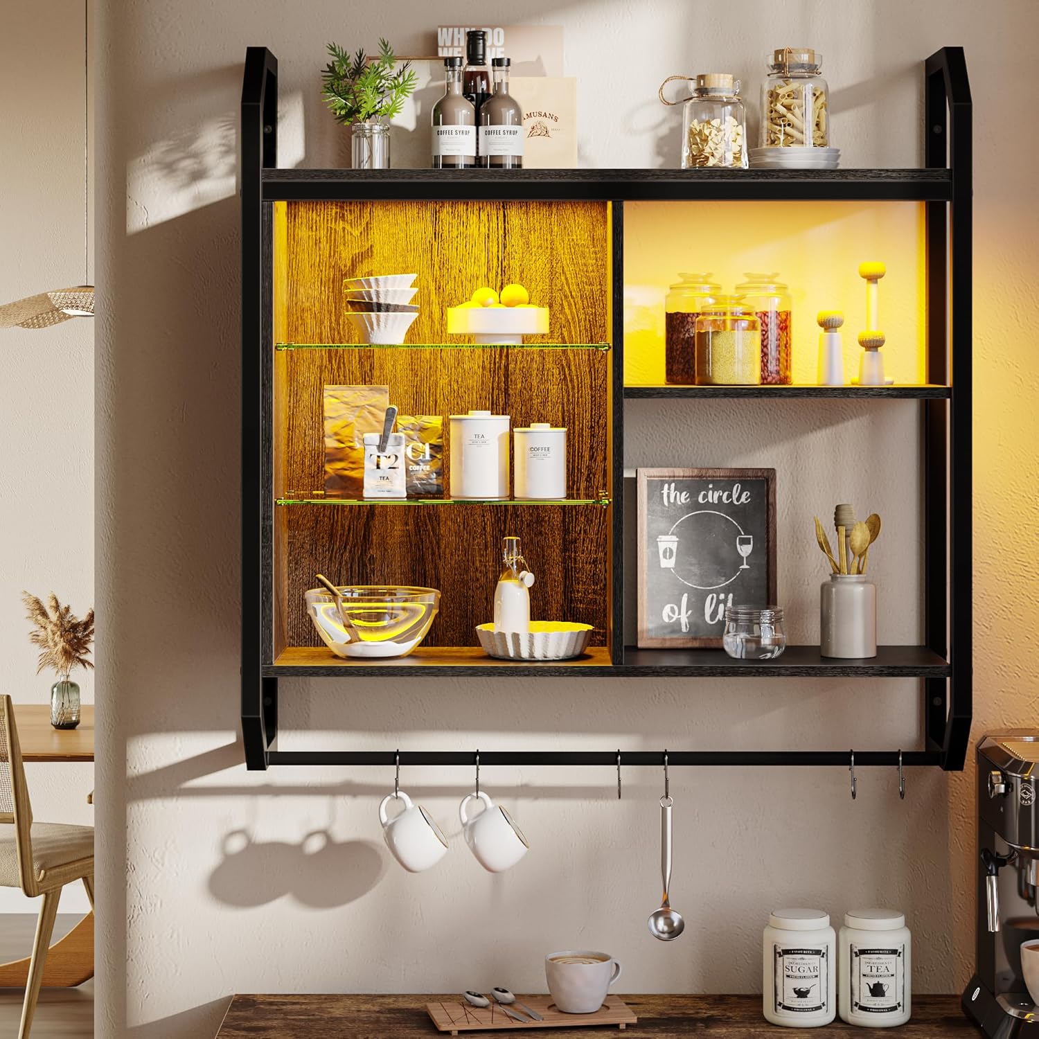 Bestier Gaming Floating Shelves with LED Lights