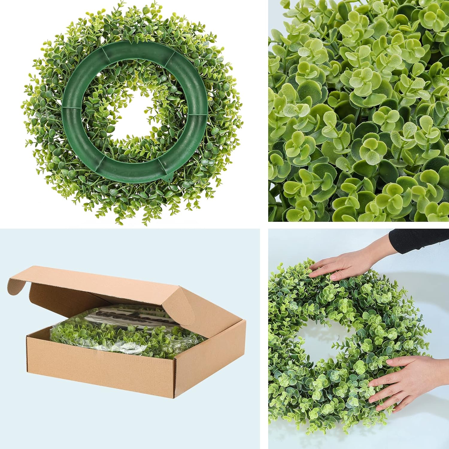 Artificial Boxwood Wreath with Welcome Sign and Hanger