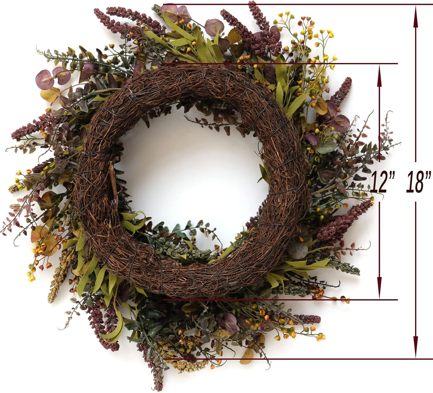Idyllic 18 Inches Harvest Wreath - Fall Door Decor