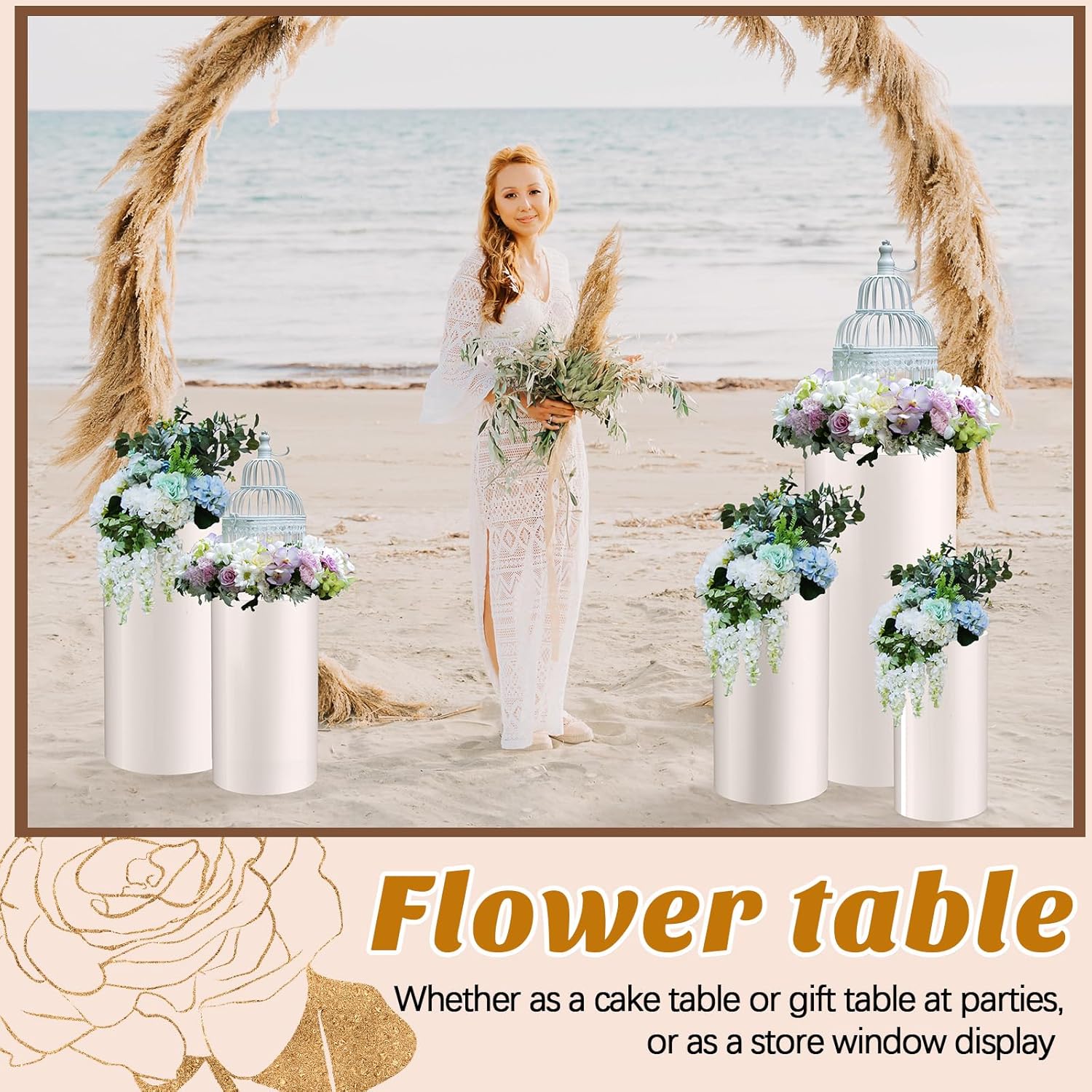 5 Pcs Cylinder Stands for Party - White Cake Pedestal Displays