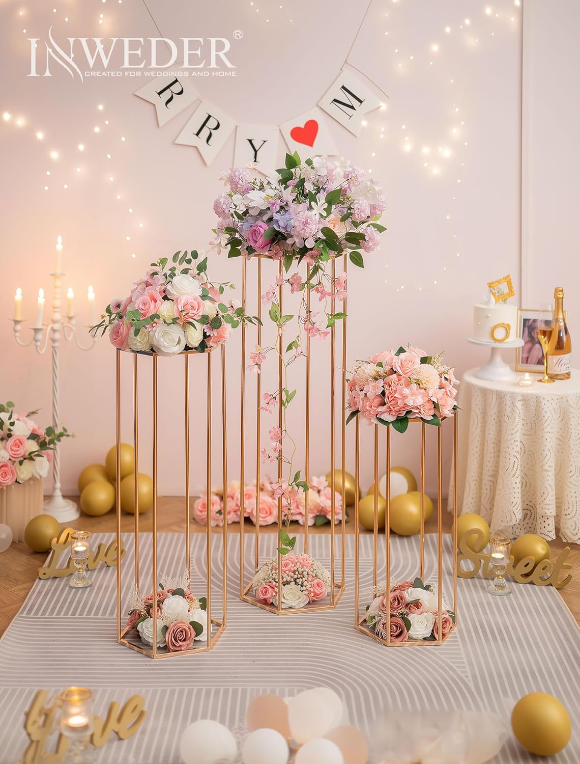 Cylinder Pedestal Stands for Party 3PCS Cake Table Stand