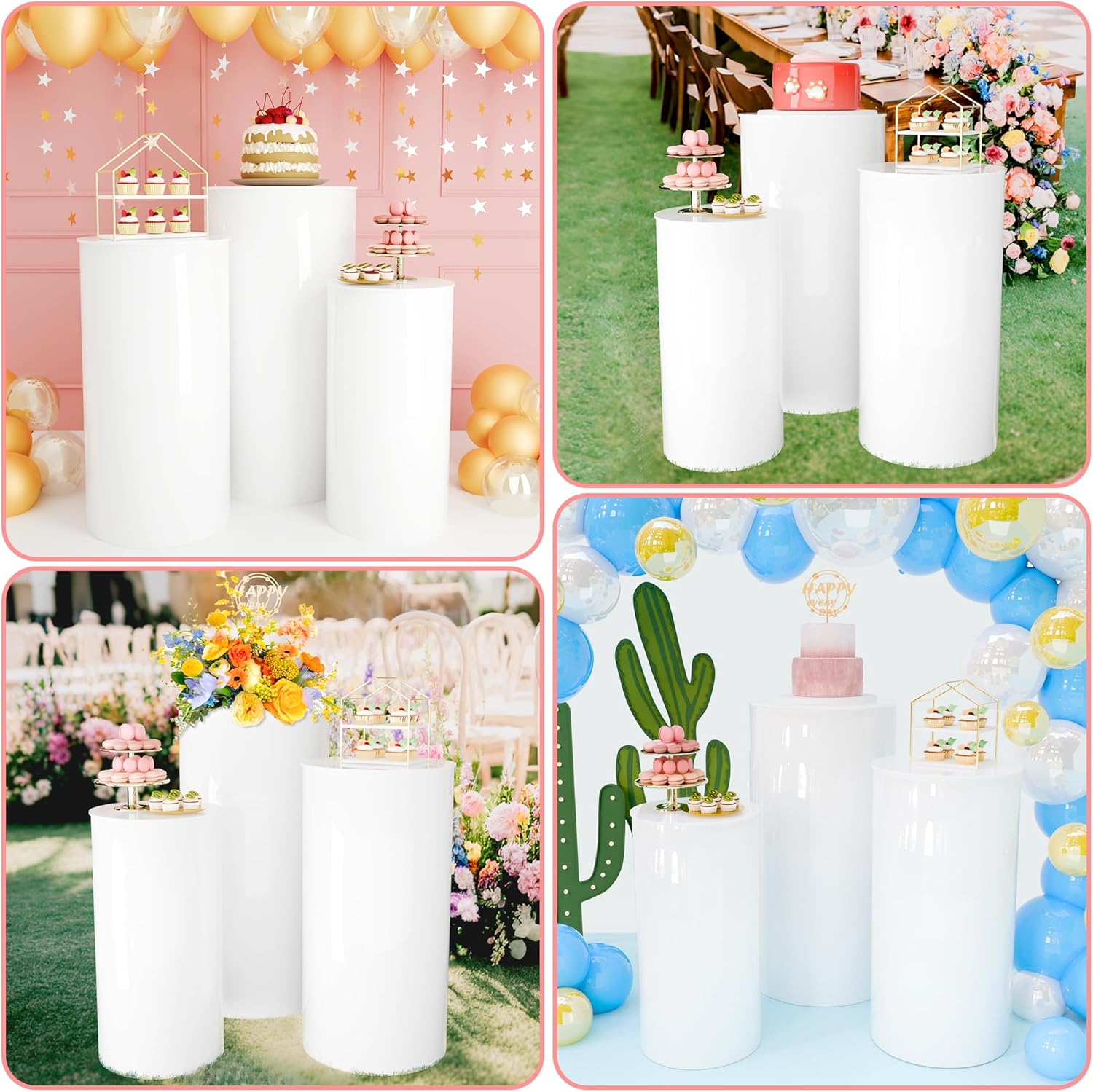 GALAGLAM Party Cylinder Pedestal Stand 3Pcs