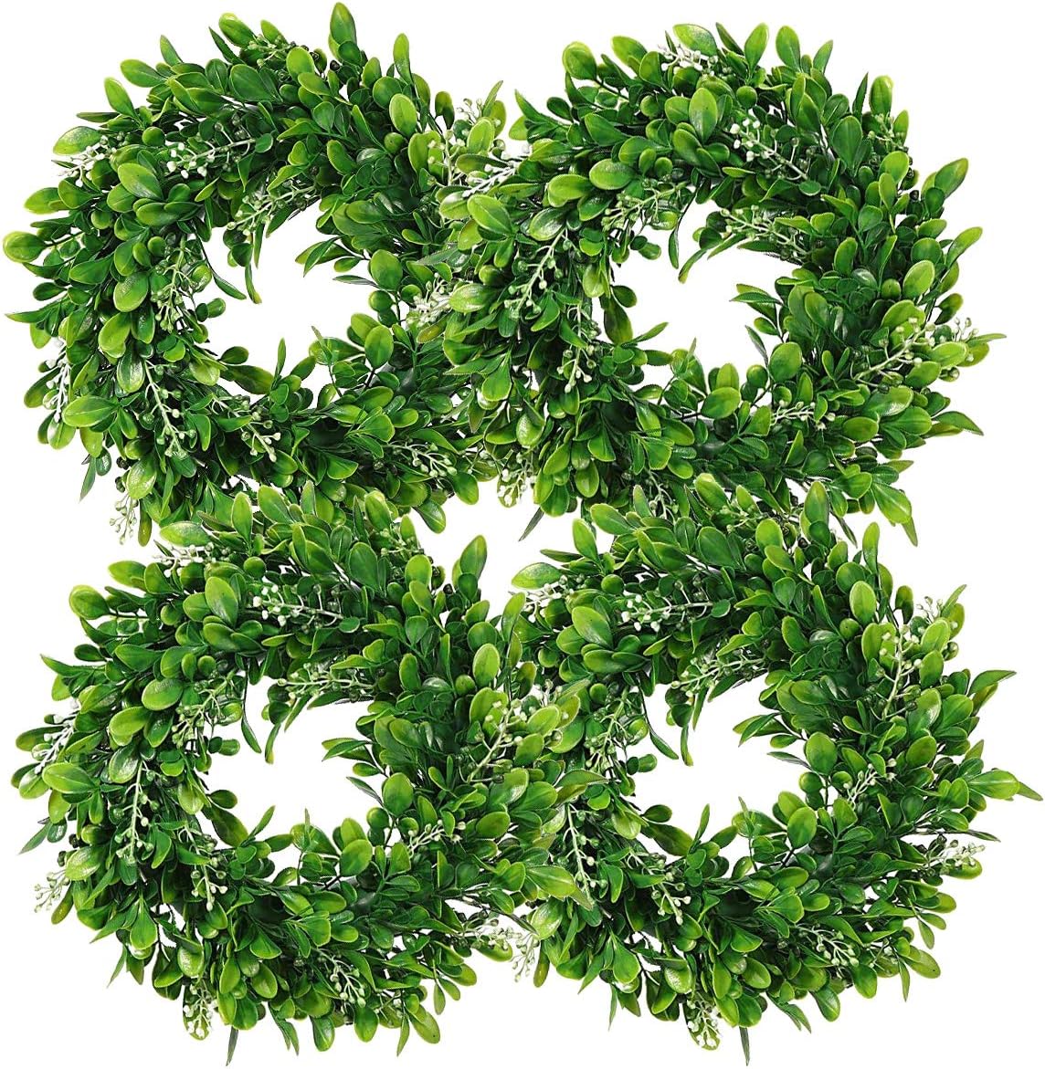 LSKYTOP 4 Pcs Artificial Boxwood Wreath 11 Inch