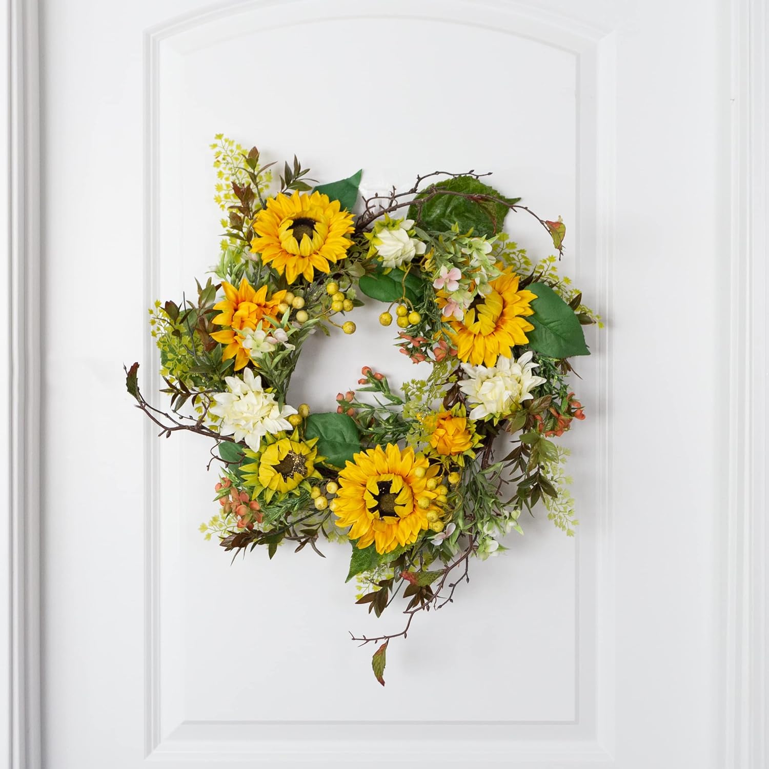 22-Inch Artificial Sunflower Wreath for Home Decor