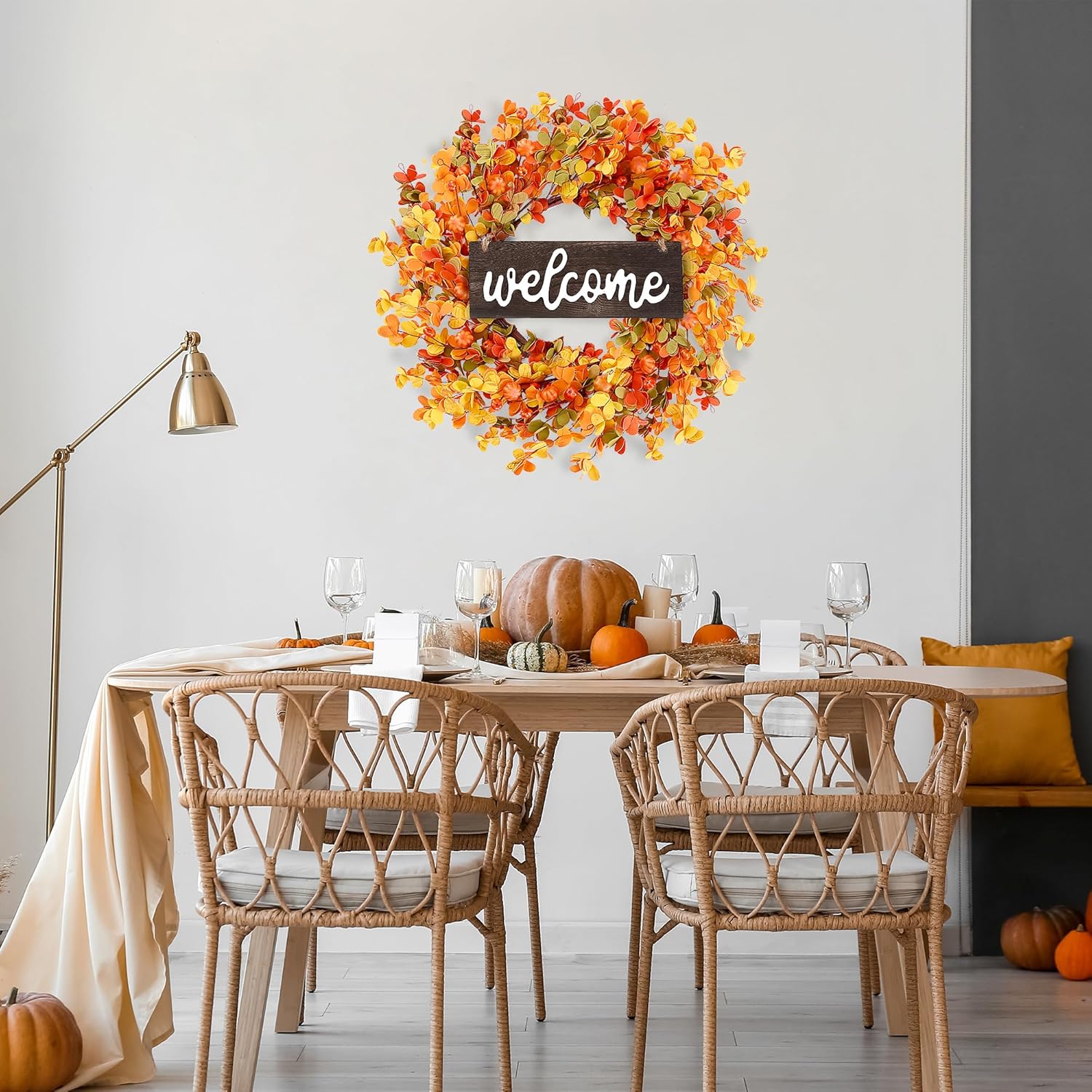 Sggvecsy 20 Inch Autumn Front Door Wreath