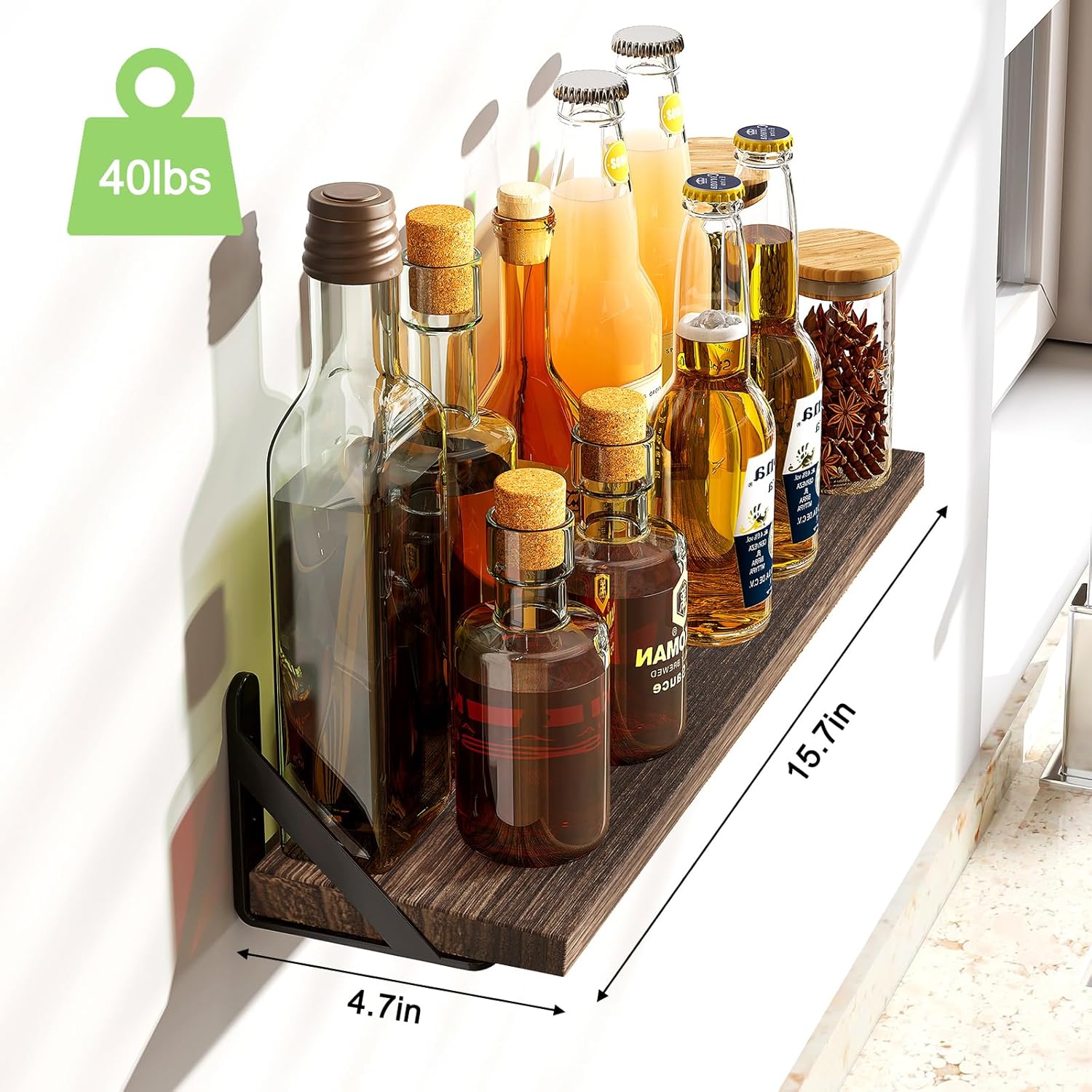 Fixwal Floating Shelves Set of 8 Rustic Wood Wall Shelves