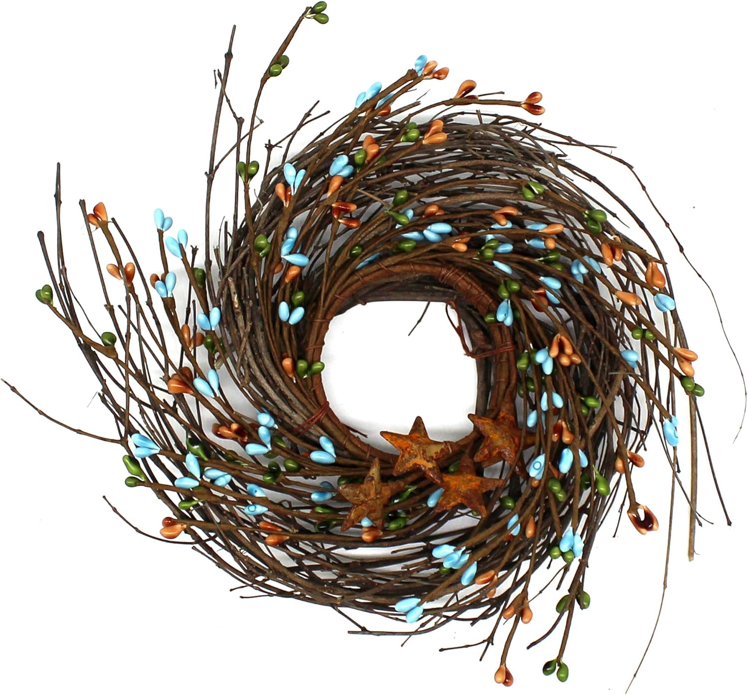 CVHOMEDECO Primitives Rustic Berries and Twig Wreath 7 Inch