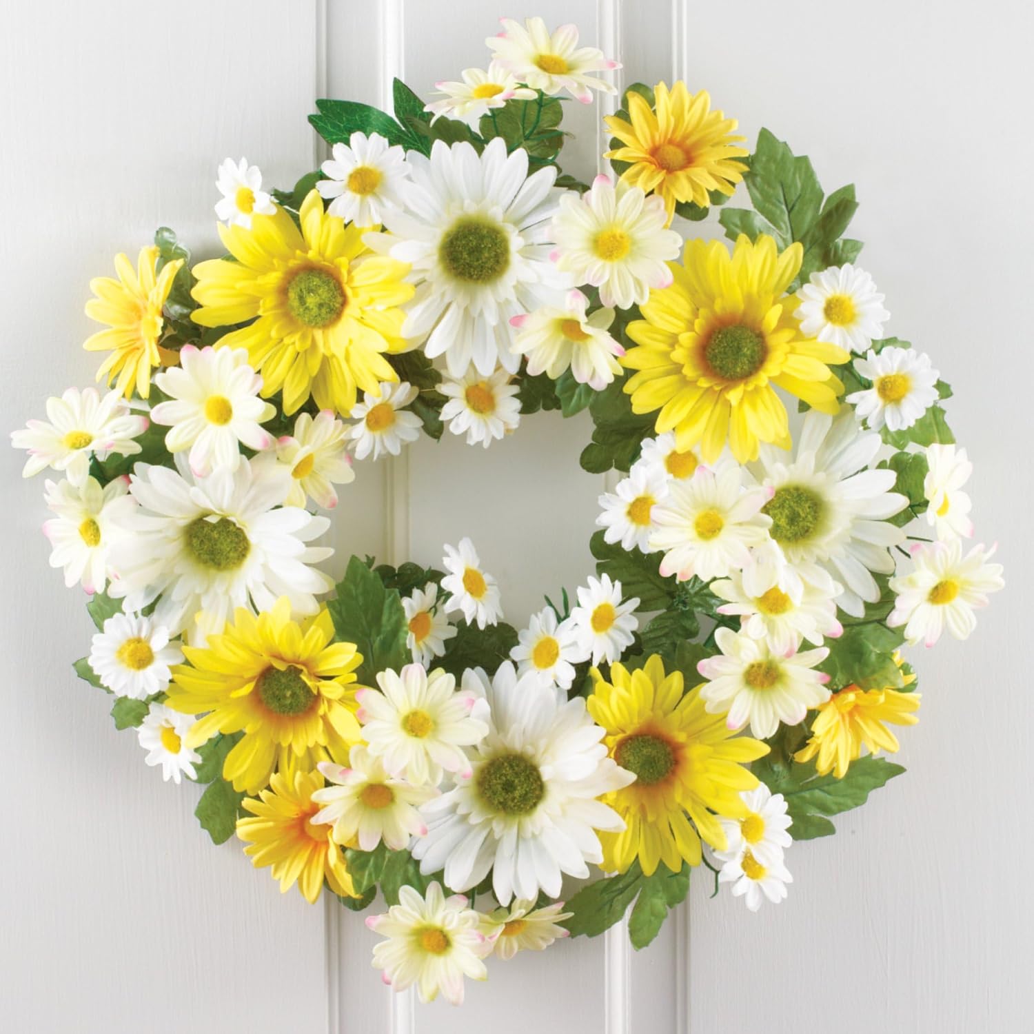 Beautiful Mixed Yellow and White Daisy Front Door Wreath