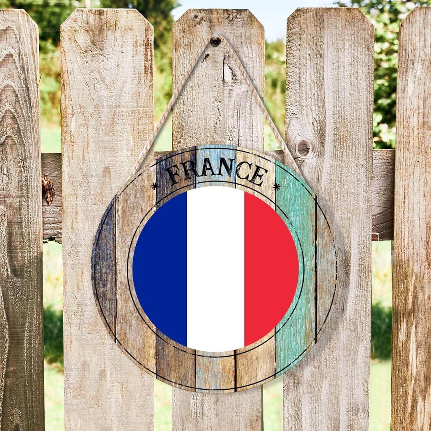 Farmhouse Front Door Hanger Round Wood Sign 10x10