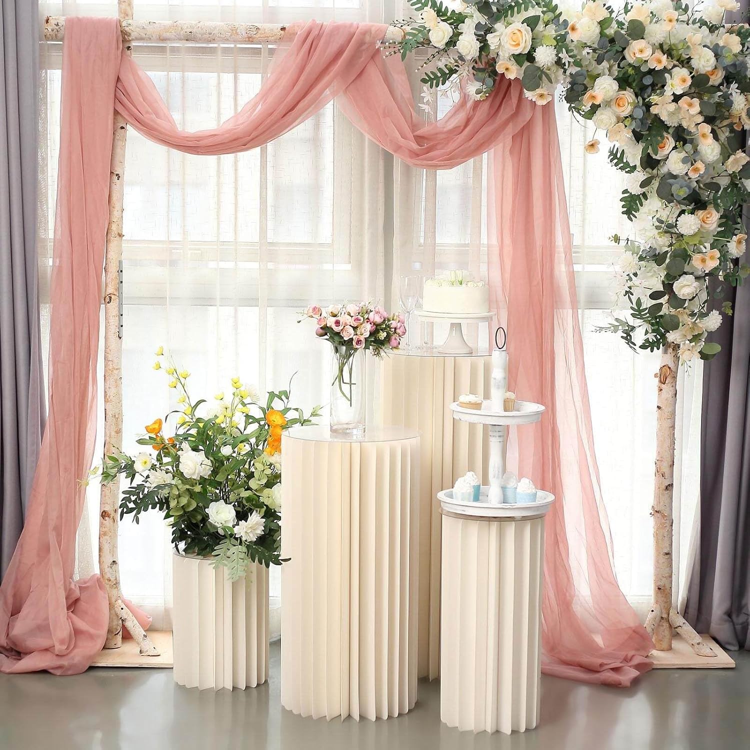 Efavormart 24 Inch Ivory Accordion Folding Pedestal Box