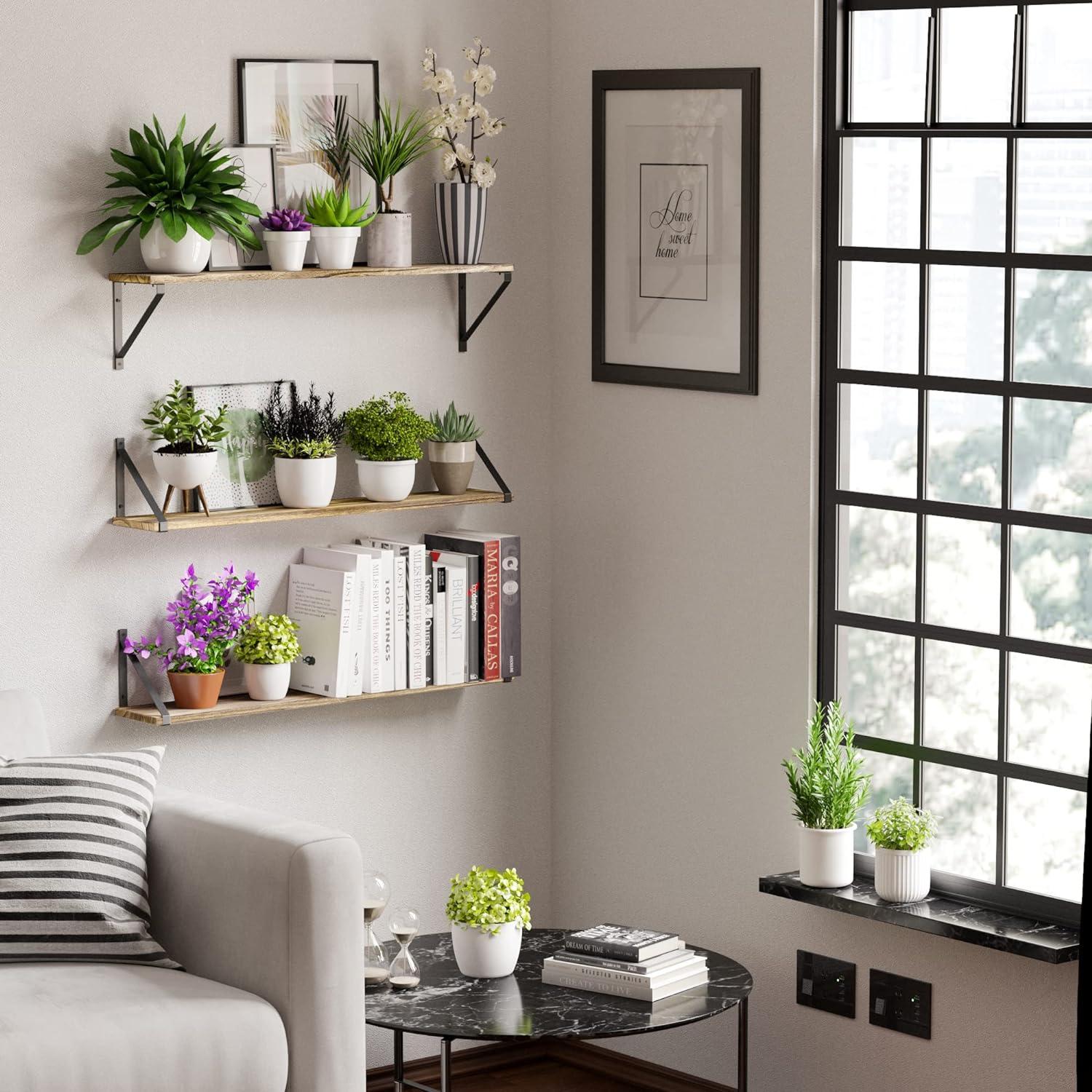 Wallniture Bora 36 Inch Floating Bookshelf Set of 3