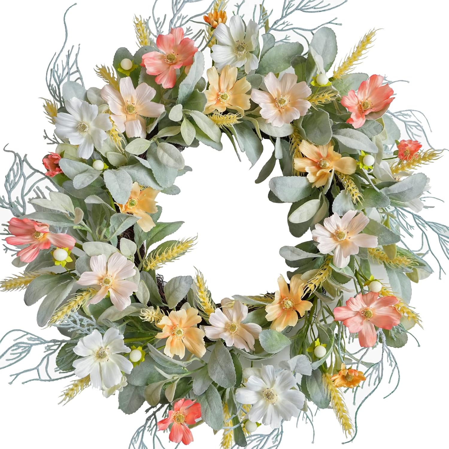 20 Inch Daisy Flower Wreath for Front Door