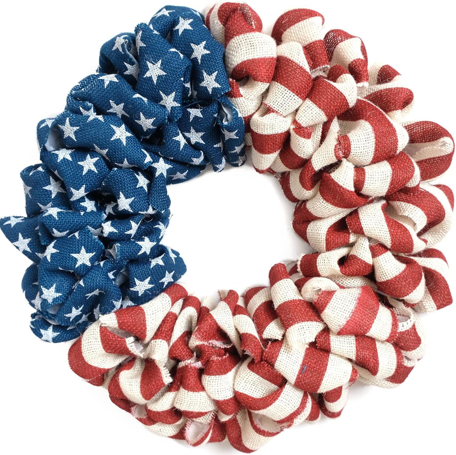 20 Inch Patriotic Burlap Wreath with Stars and Stripes