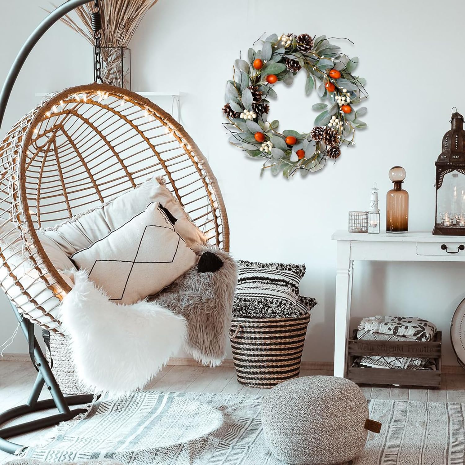 Idyllic 20 Inch Winter Wreath for Front Door