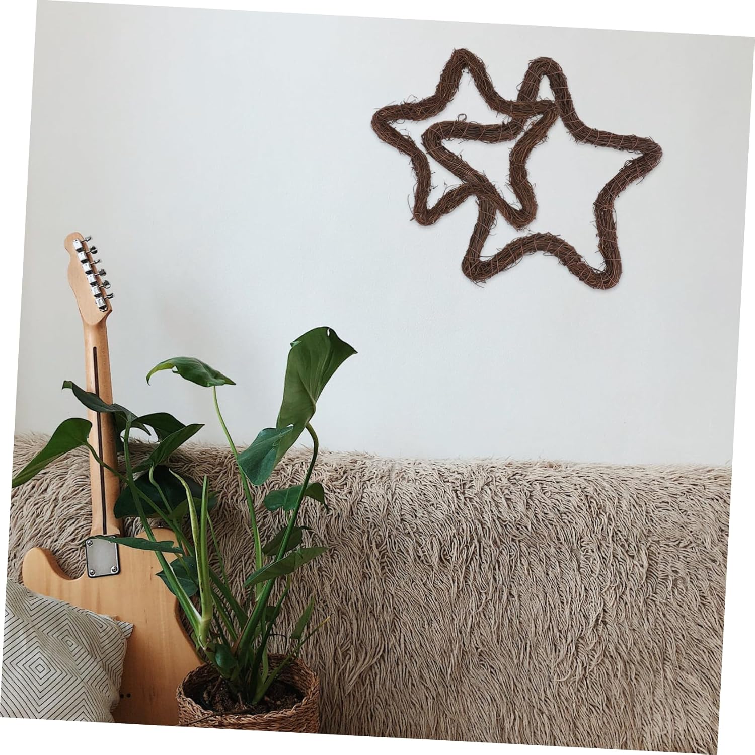 2pcs Handwoven Rattan Star Door Wreath Decorations