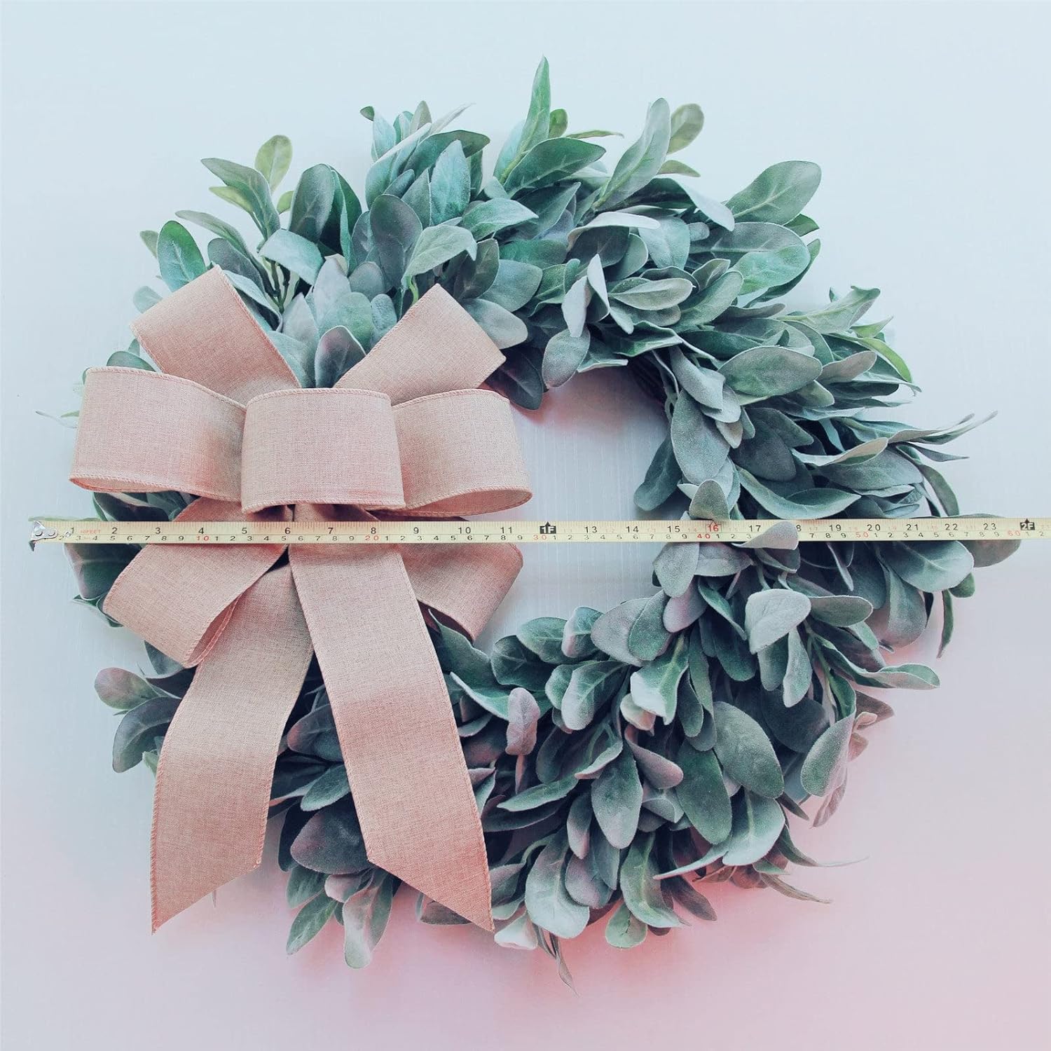 Easy Fine Lambs Ear Wreath 22-24 Inches Burlap Bow