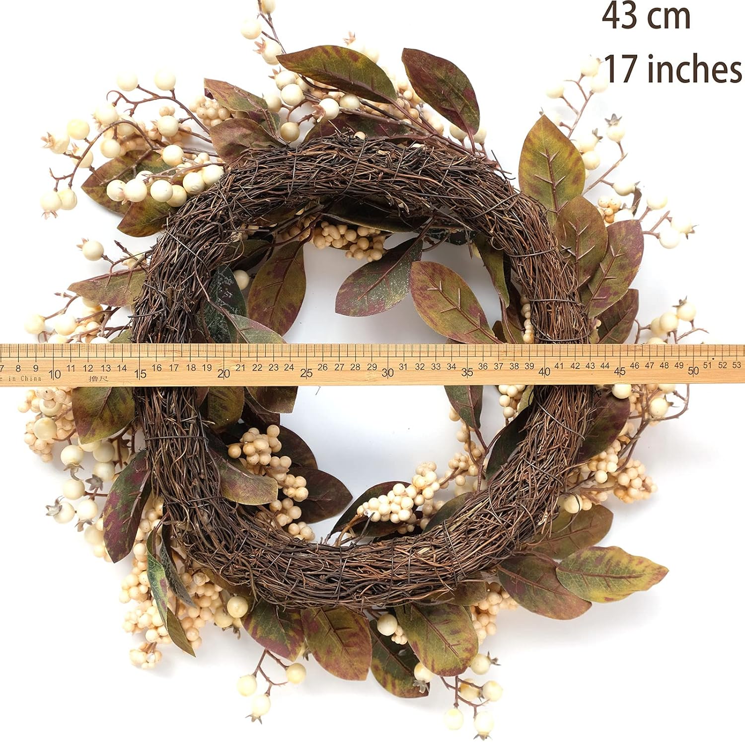 Idyllic Artificial Eucalyptus Leaf Wreath with White Berries
