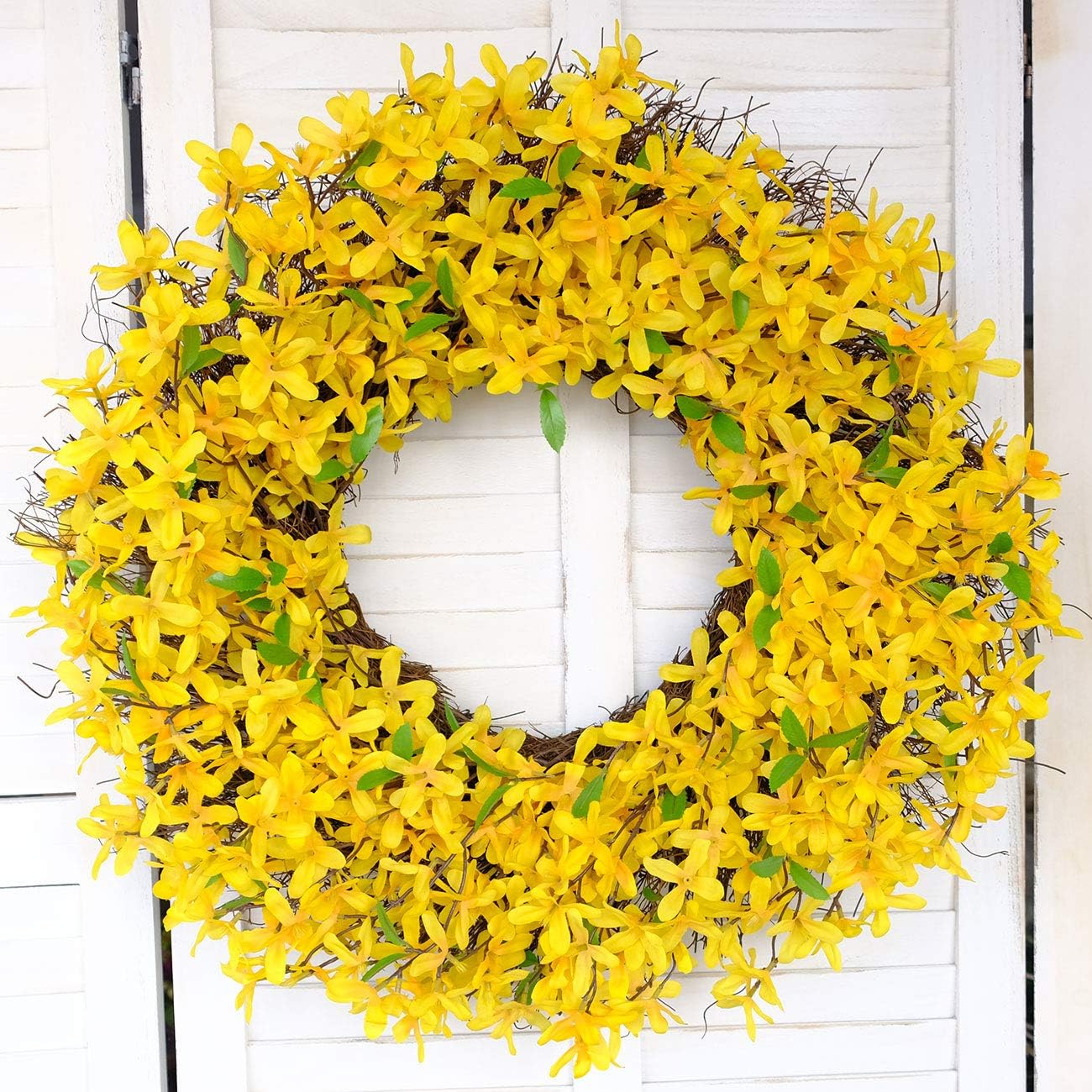 25 Inch Yellow Forsythia Spring Wreath for Front Door