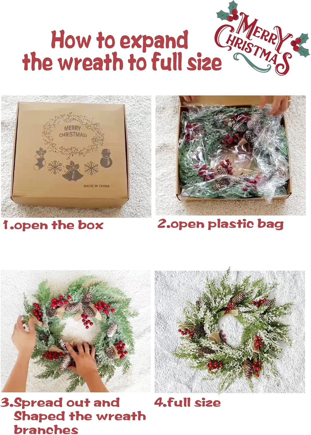 23 Christmas Wreath with Hangers 2 Pack