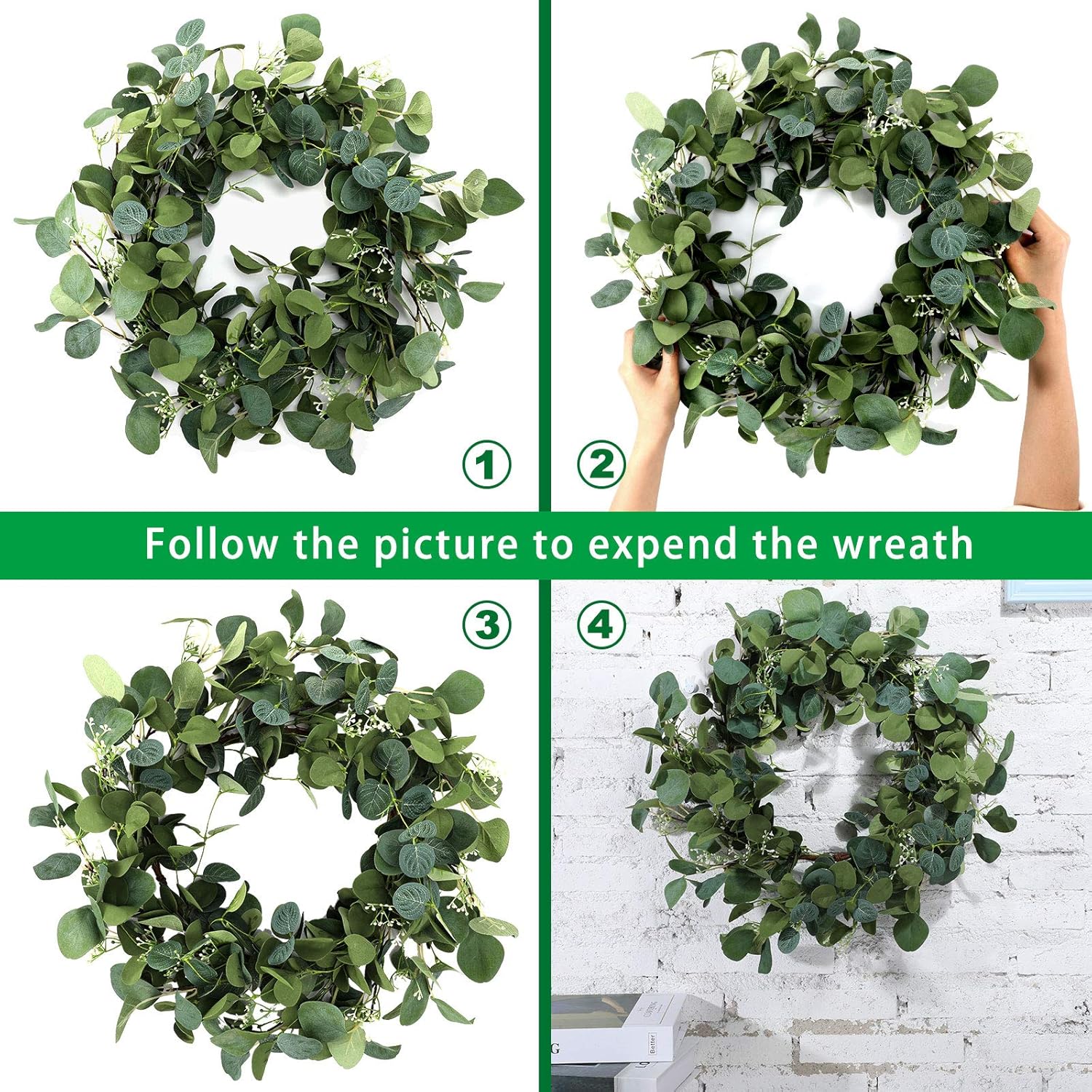 20 Inch Eucalyptus Wreath for Front Door Decor