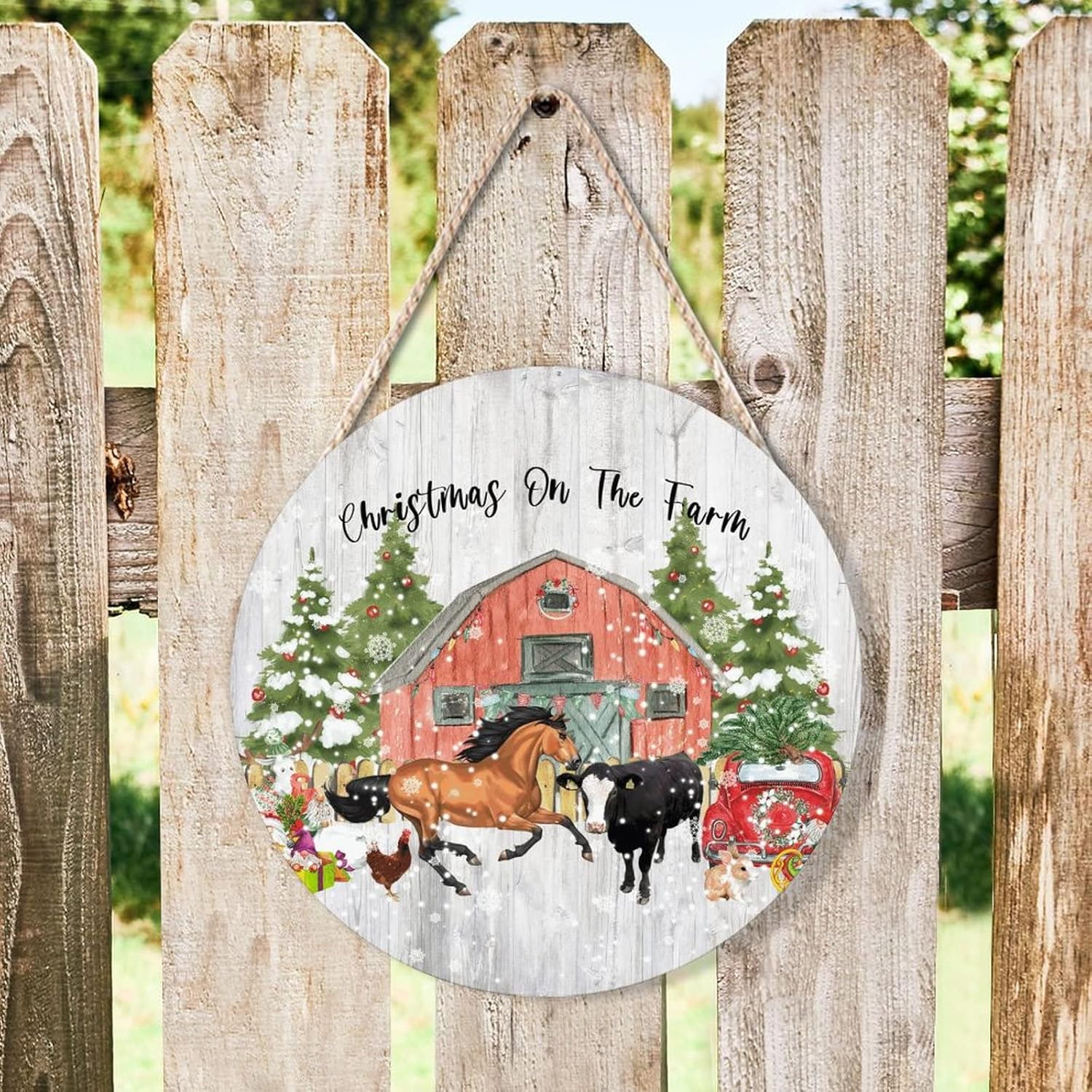 Farmhouse Door Hanger Decor 10x10in Wood Sign