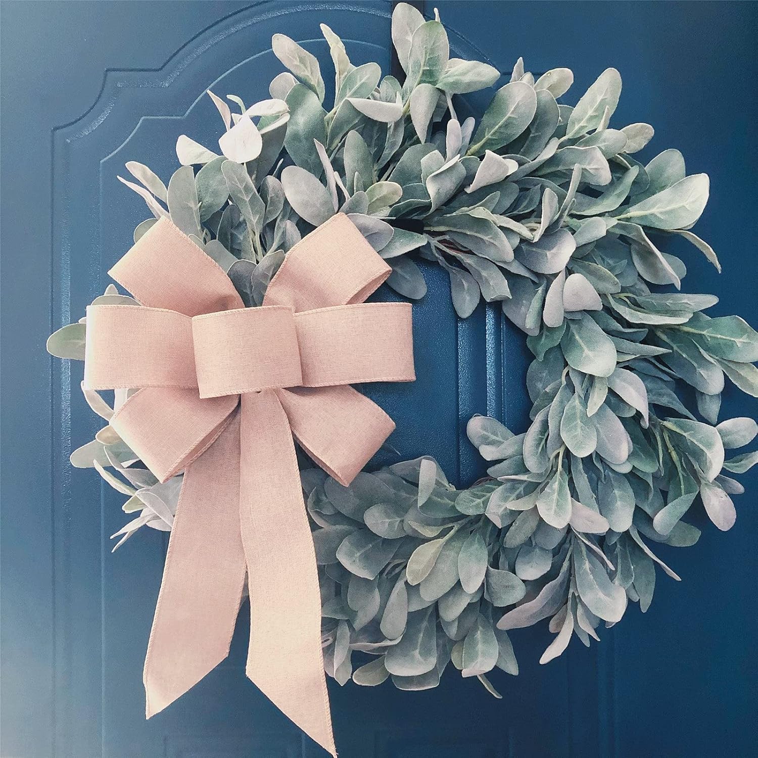 Easy Fine Lambs Ear Wreath 22-24 Inches Burlap Bow