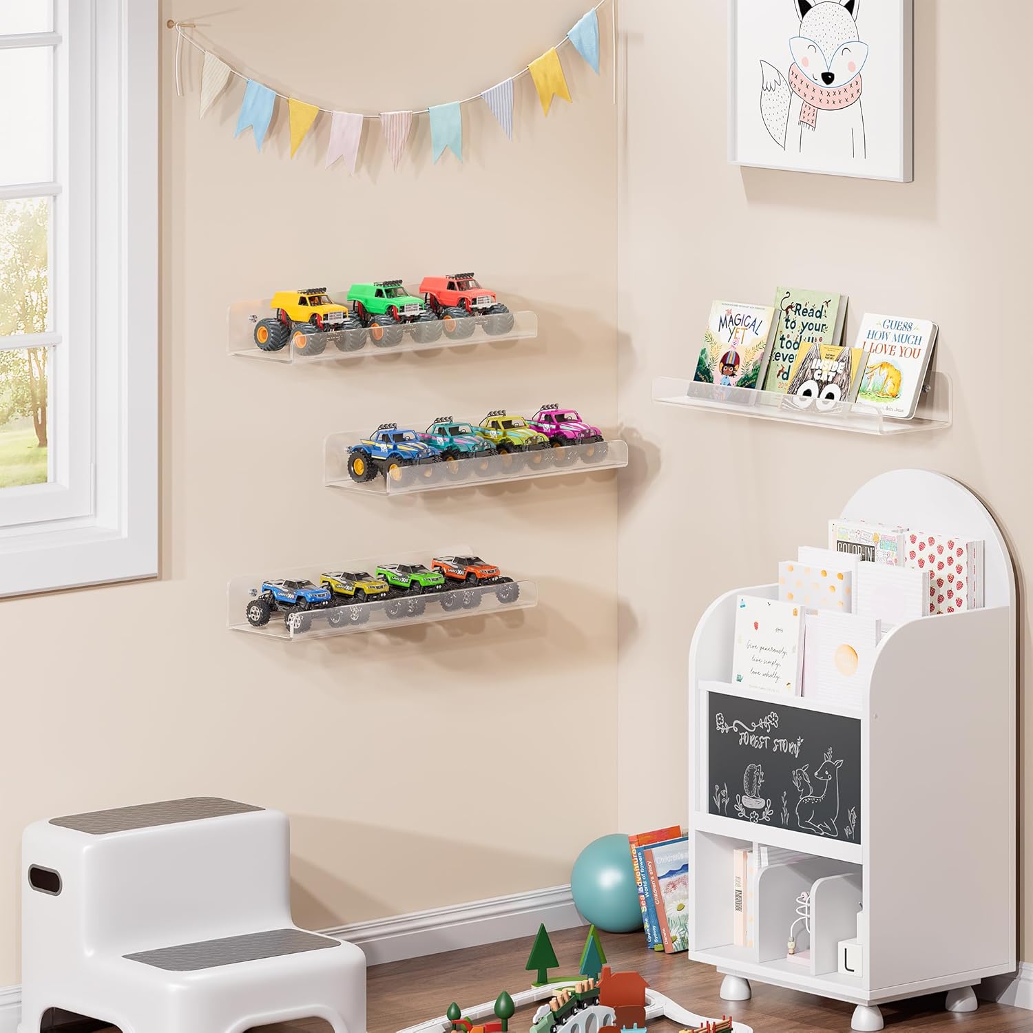 Clear Floating Shelves for Wall 15 Inch 4 Pack