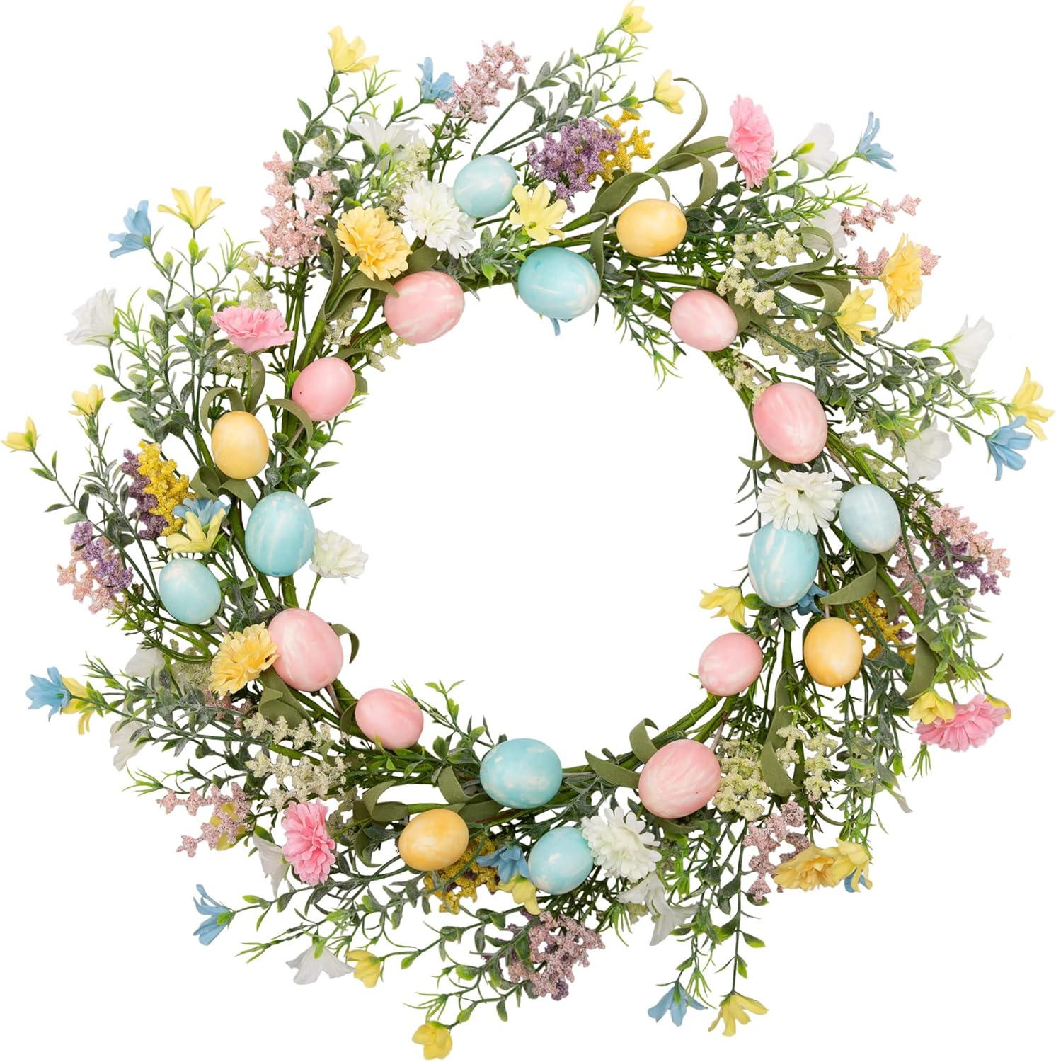 18 Inch Easter Wreath with Pastel Eggs and Twigs