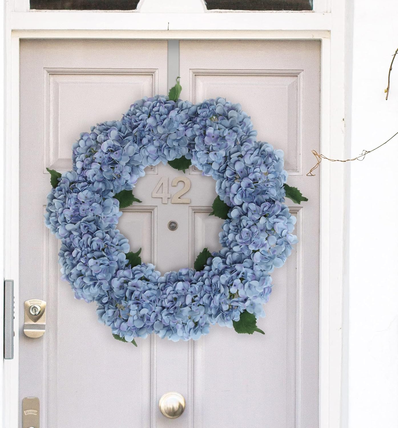 24 Inch Blue Hydrangea Wreath Artificial Floral Decor