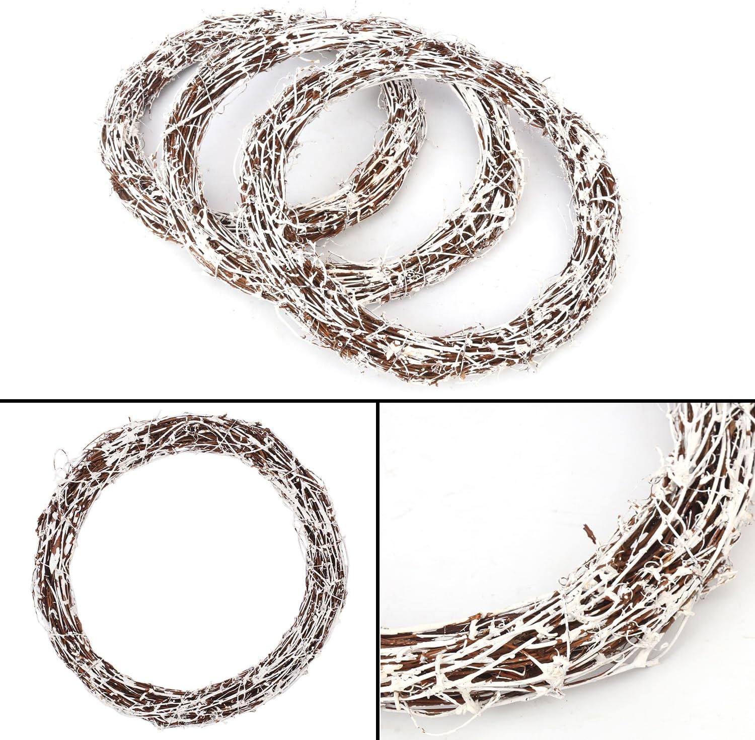 7 Pcs 12 Inch Natural Grapevine Wreath Set