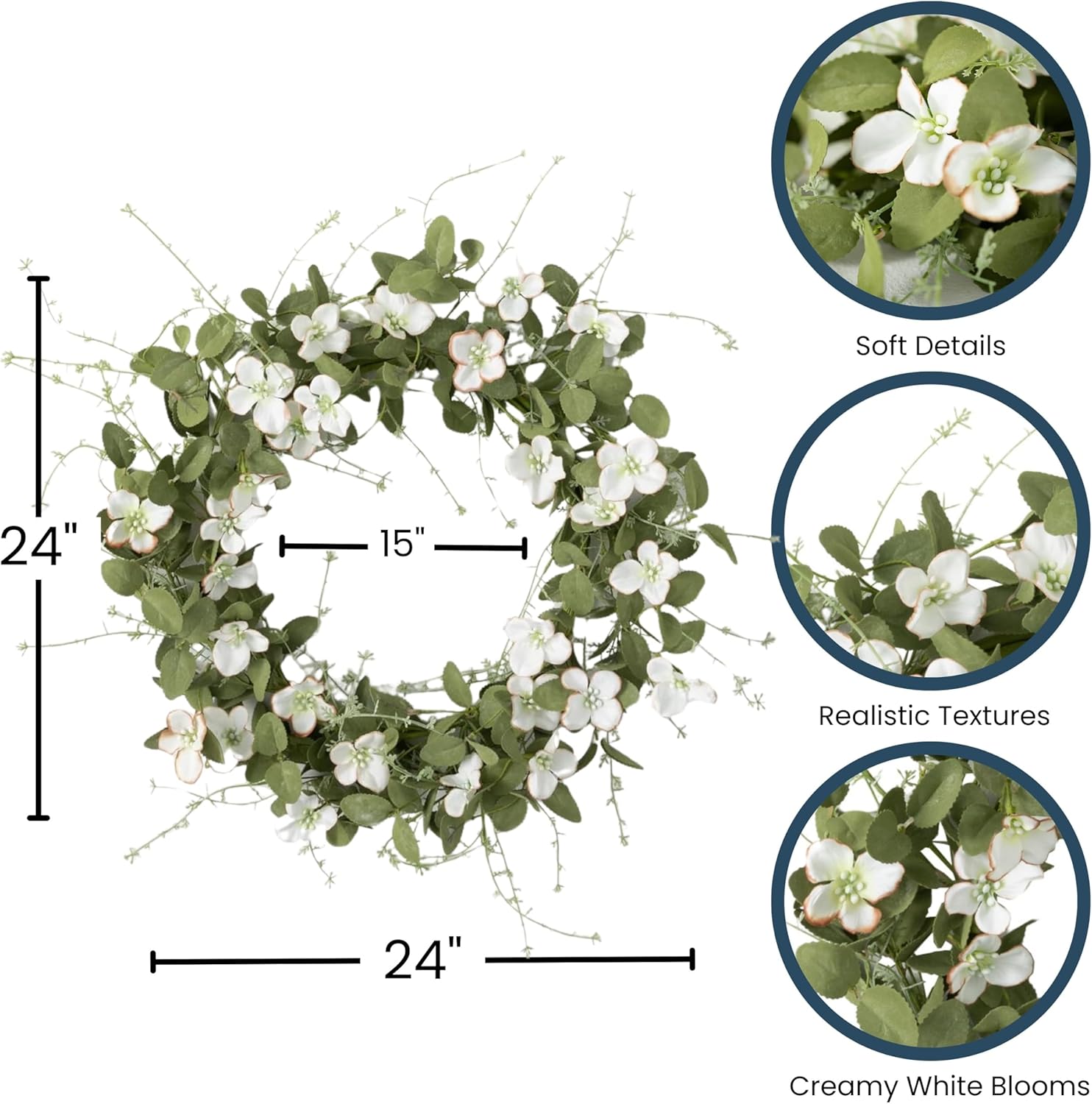 Sullivans 24 Inch White Flower Dogwood Wreath